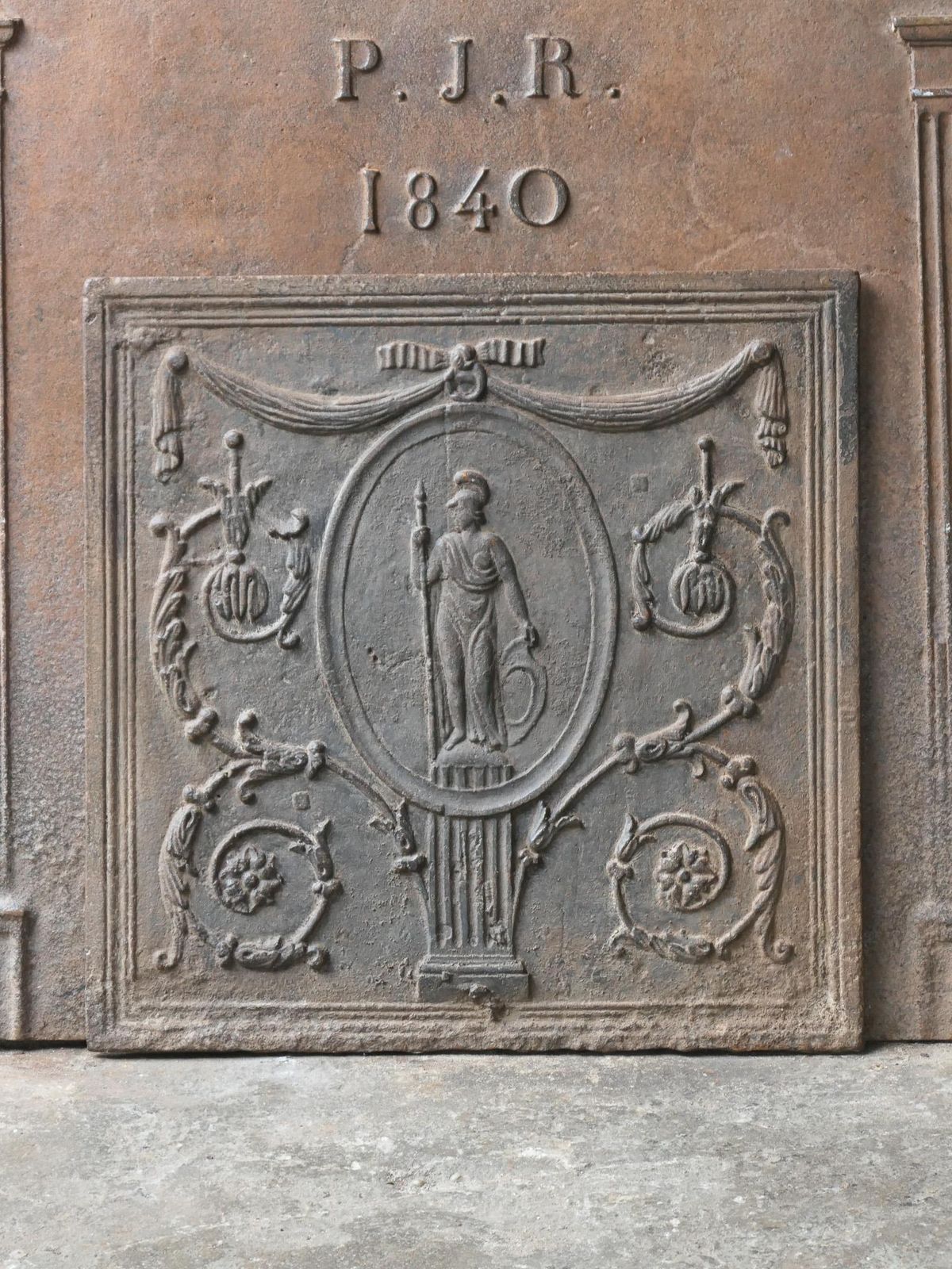 Antique French Neoclassical 'Minerva' Fireback / Backsplash, 18th 19th Century photo for sale