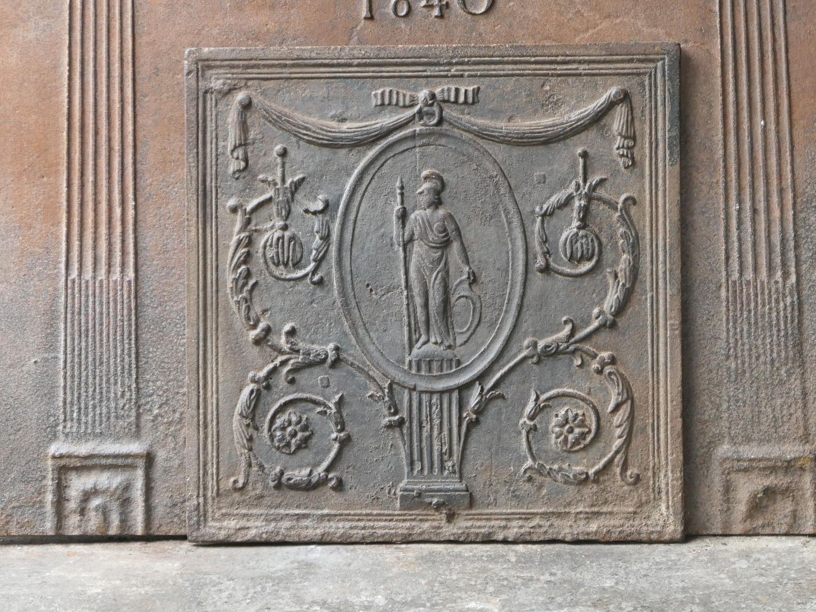Antique French Neoclassical 'Minerva' Fireback / Backsplash, 18th 19th Century photo Home Fixtures