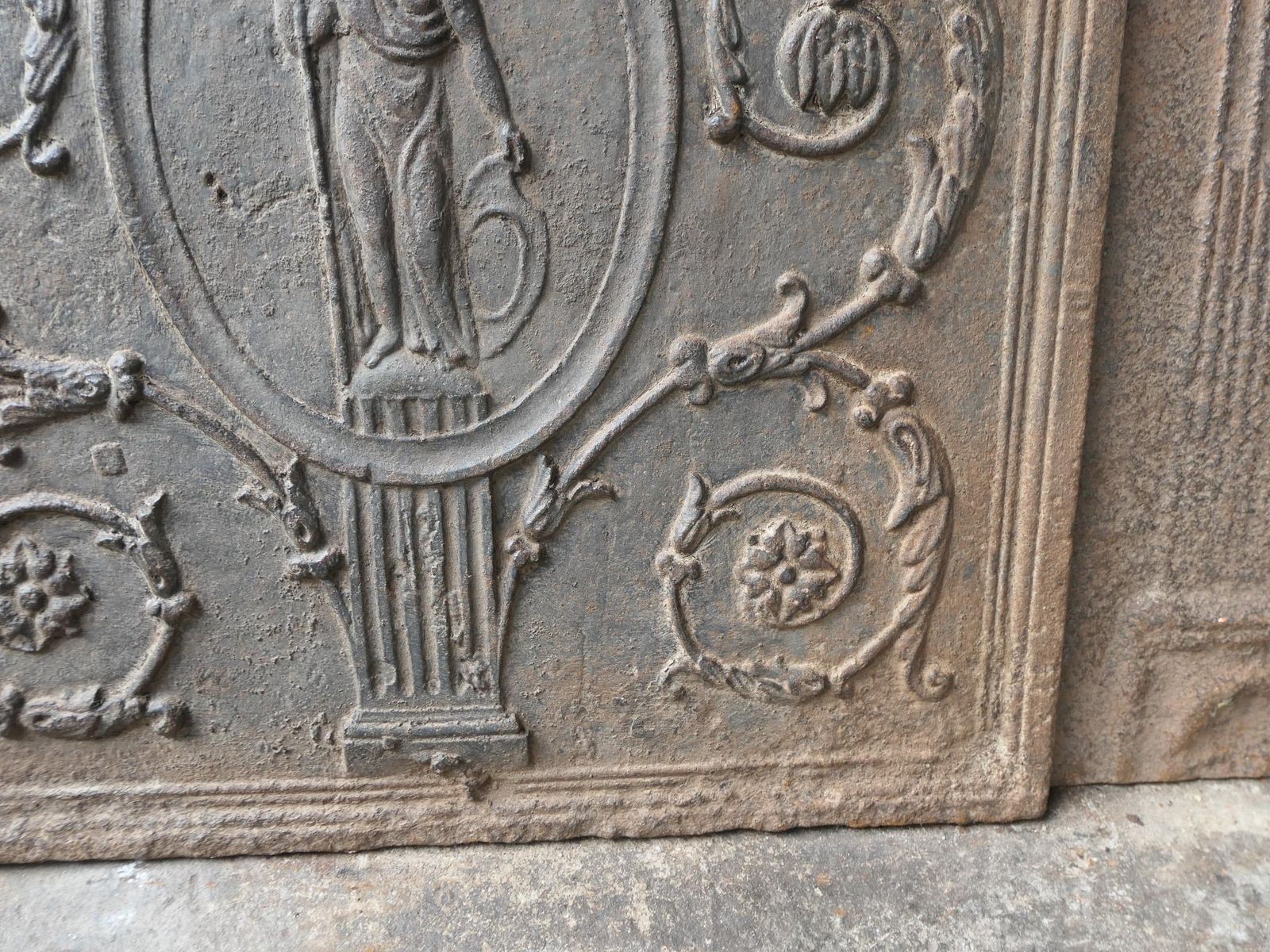 Home Fixtures Antique French Neoclassical 'Minerva' Fireback / Backsplash, 18th 19th Century photo