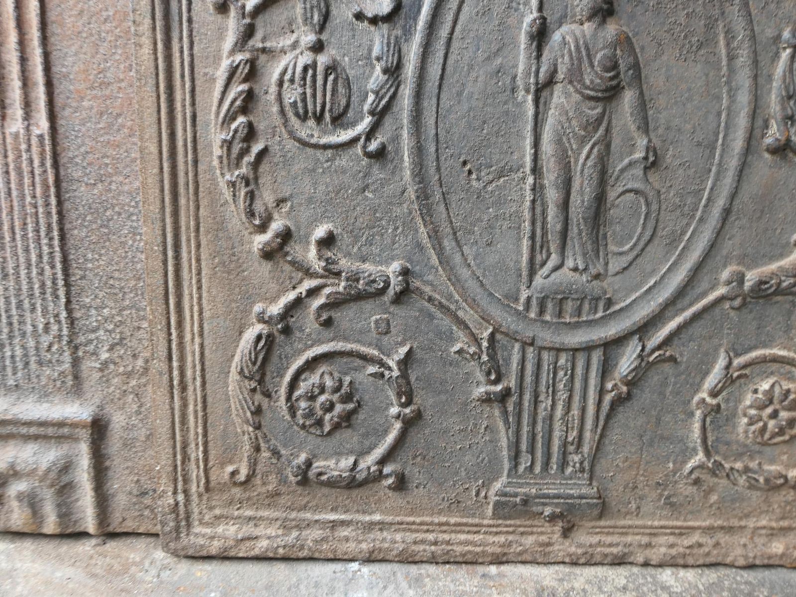 422.0 Antique French Neoclassical 'Minerva' Fireback / Backsplash, 18th 19th Century photo