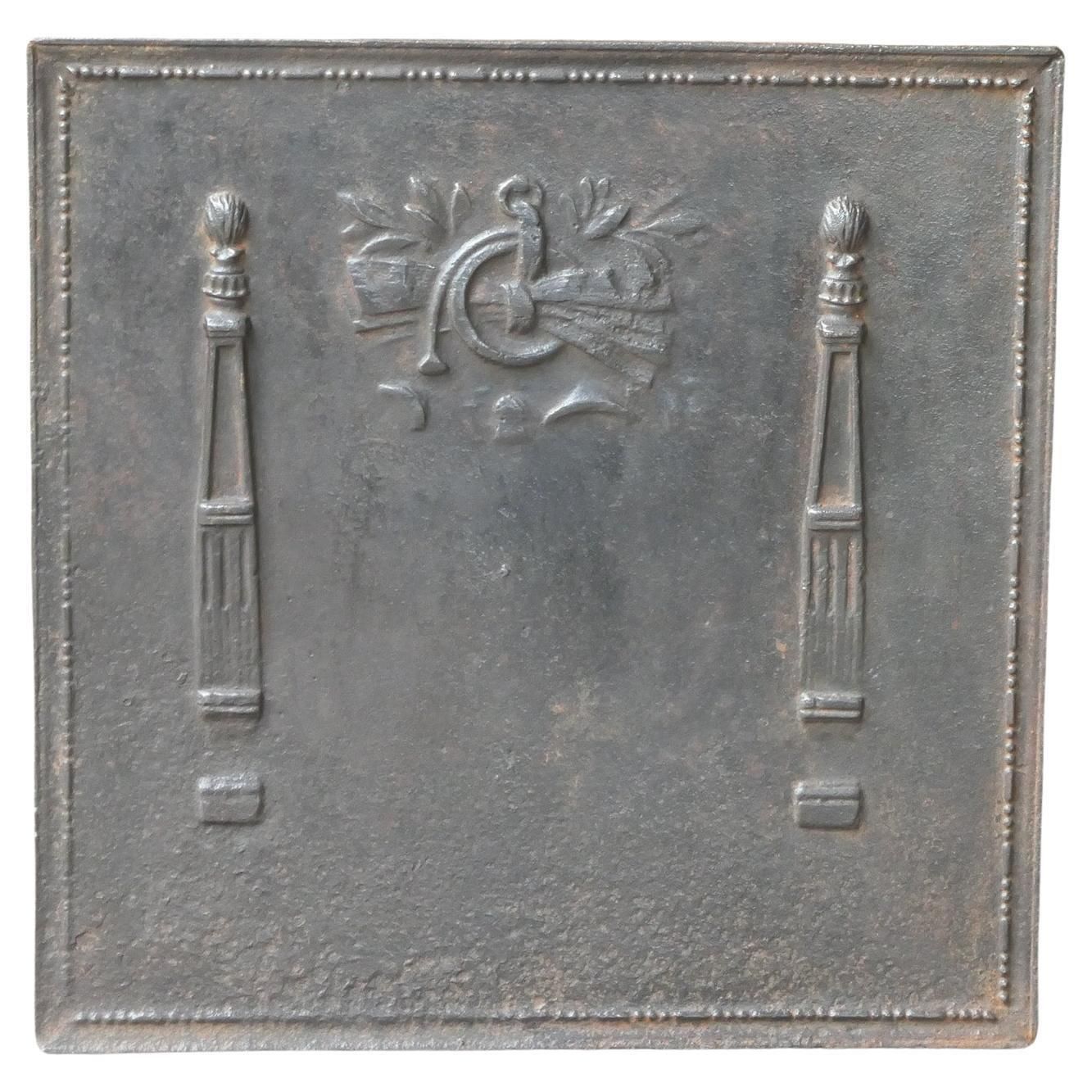 Antique French 'Pillars Of Freedom' Fireback / Backsplash, 18th   19th C.