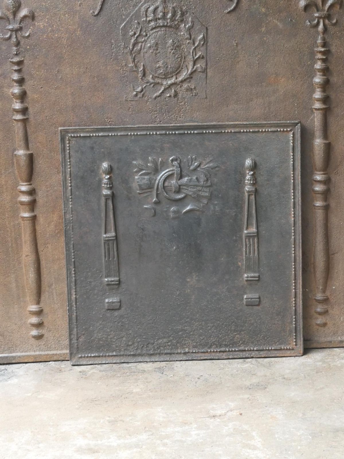 Antique French 'Pillars Of Freedom' Fireback / Backsplash, 18th   19th C. photo furniture