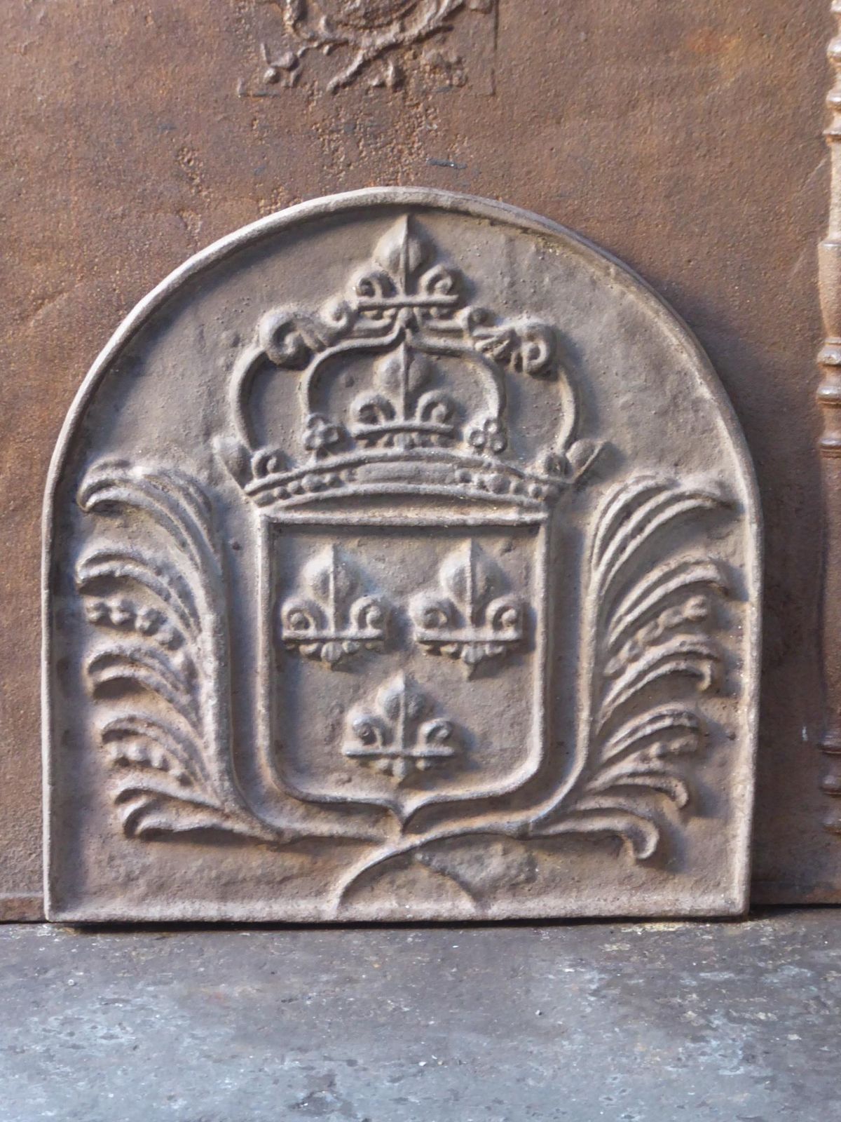 French Louis XV Style 'Arms Of France' Fireback / Backsplash photo for sale