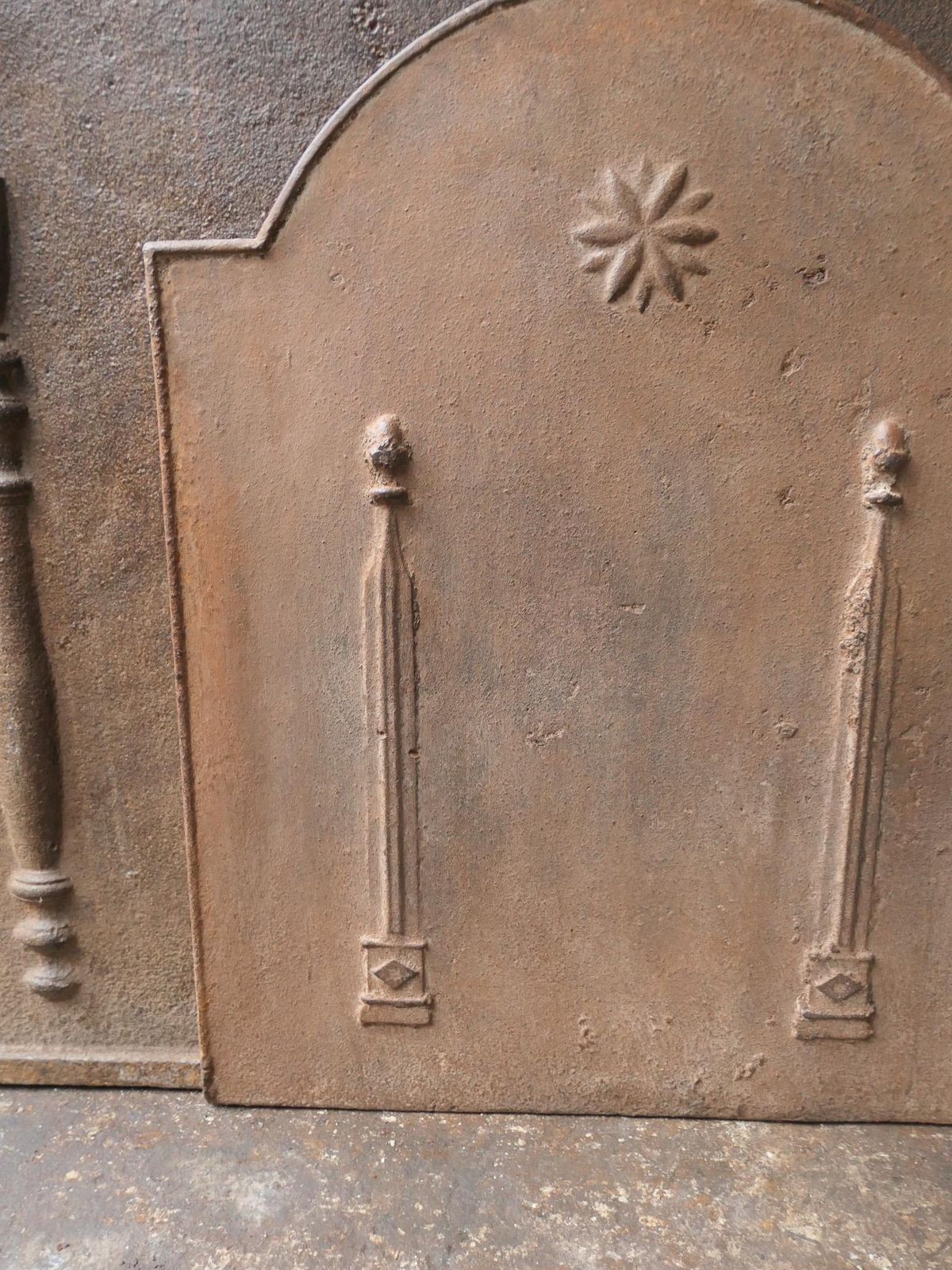 photo for sale Antique French 'Pillars Of Freedom' Fireback / Backsplash, 18th   19th C.