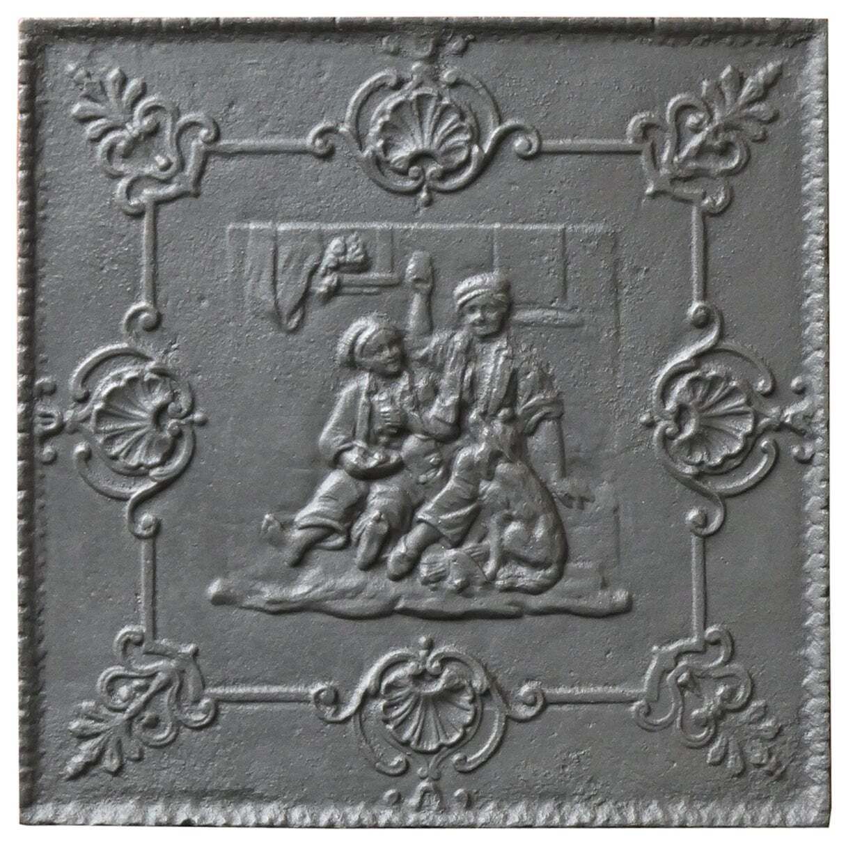 Antique French Napoleon III 'The Pub' Fireback / Backsplash, 19th Century