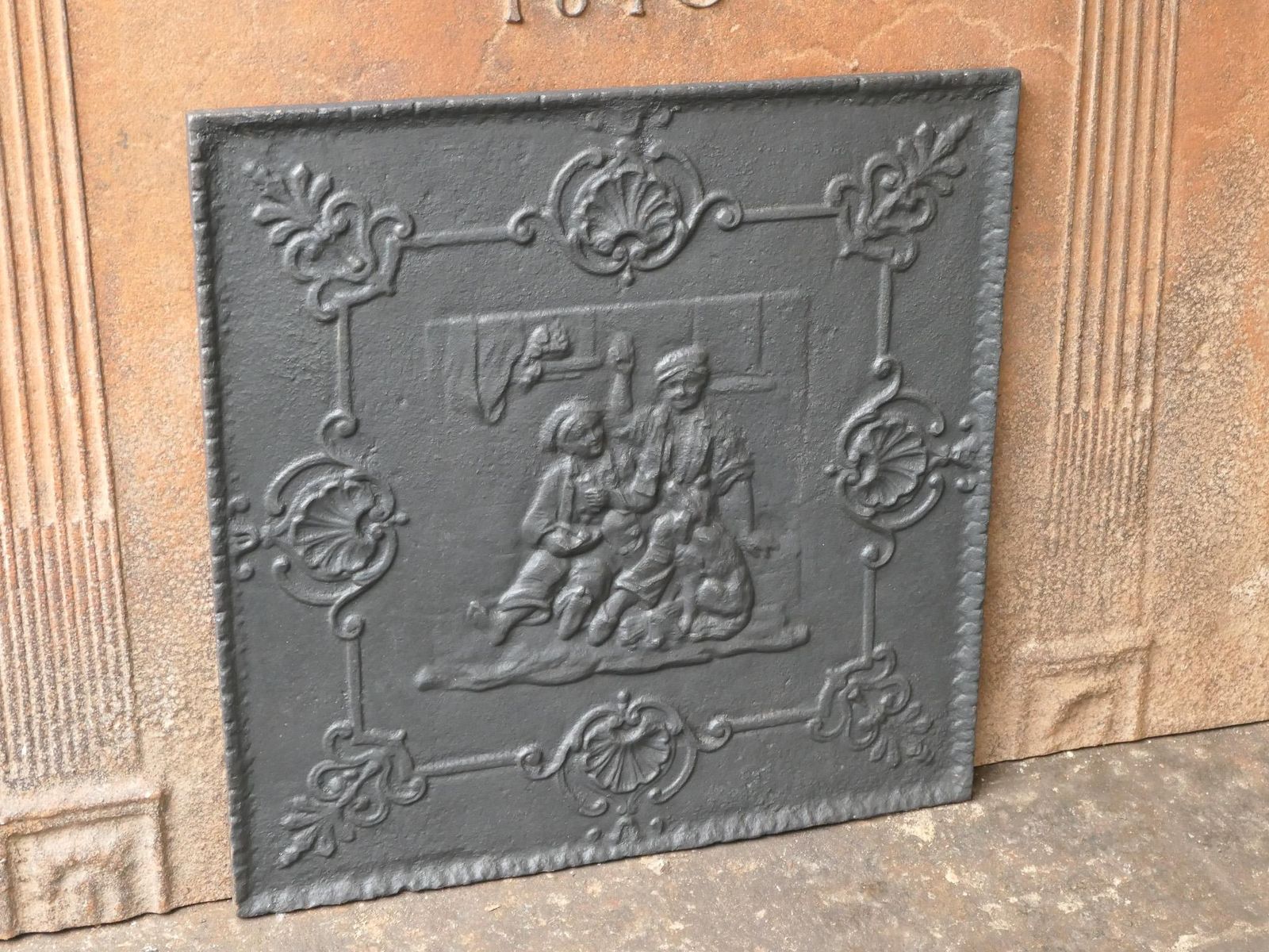 Antique French Napoleon III 'The Pub' Fireback / Backsplash, 19th Century photo 491.0