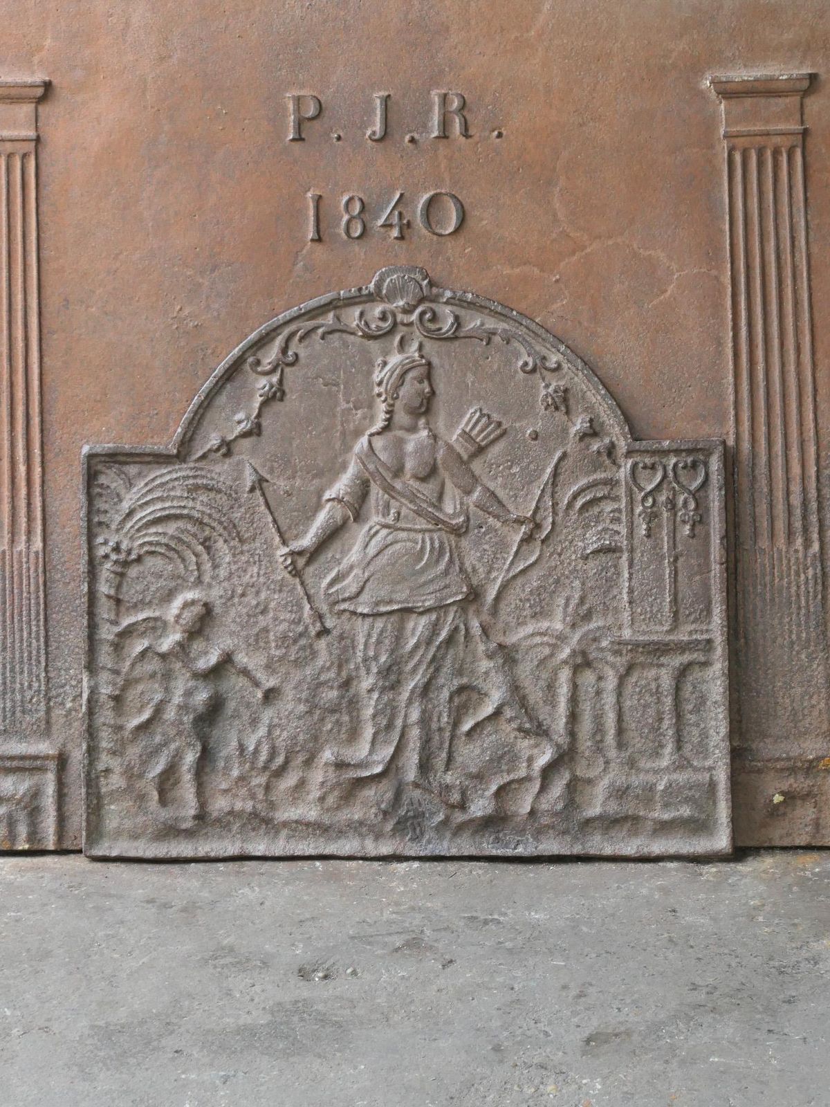 Antique French Napoleon III 'Diana' Fireback / Backsplash, 19th Century photo for sale