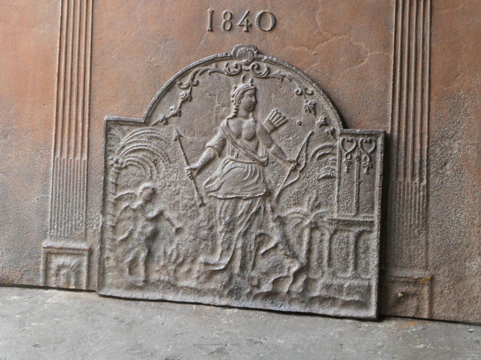 Antique French Napoleon III 'Diana' Fireback / Backsplash, 19th Century photo Home Fixtures