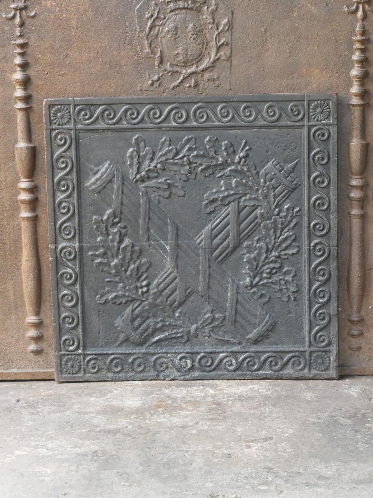 491.0 French Neoclassical 'Fasces' Fireback / Backsplash, 18th 19th Century photo