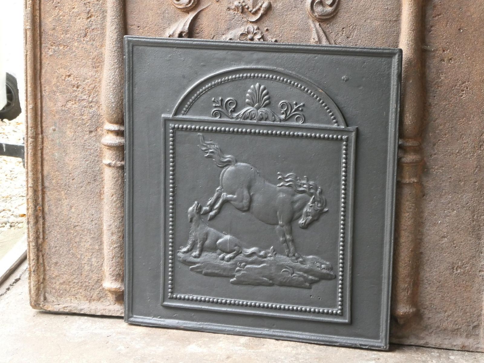 French Napoleon III 'Horse' Fireback / Backsplash, 19th Century photo for sale