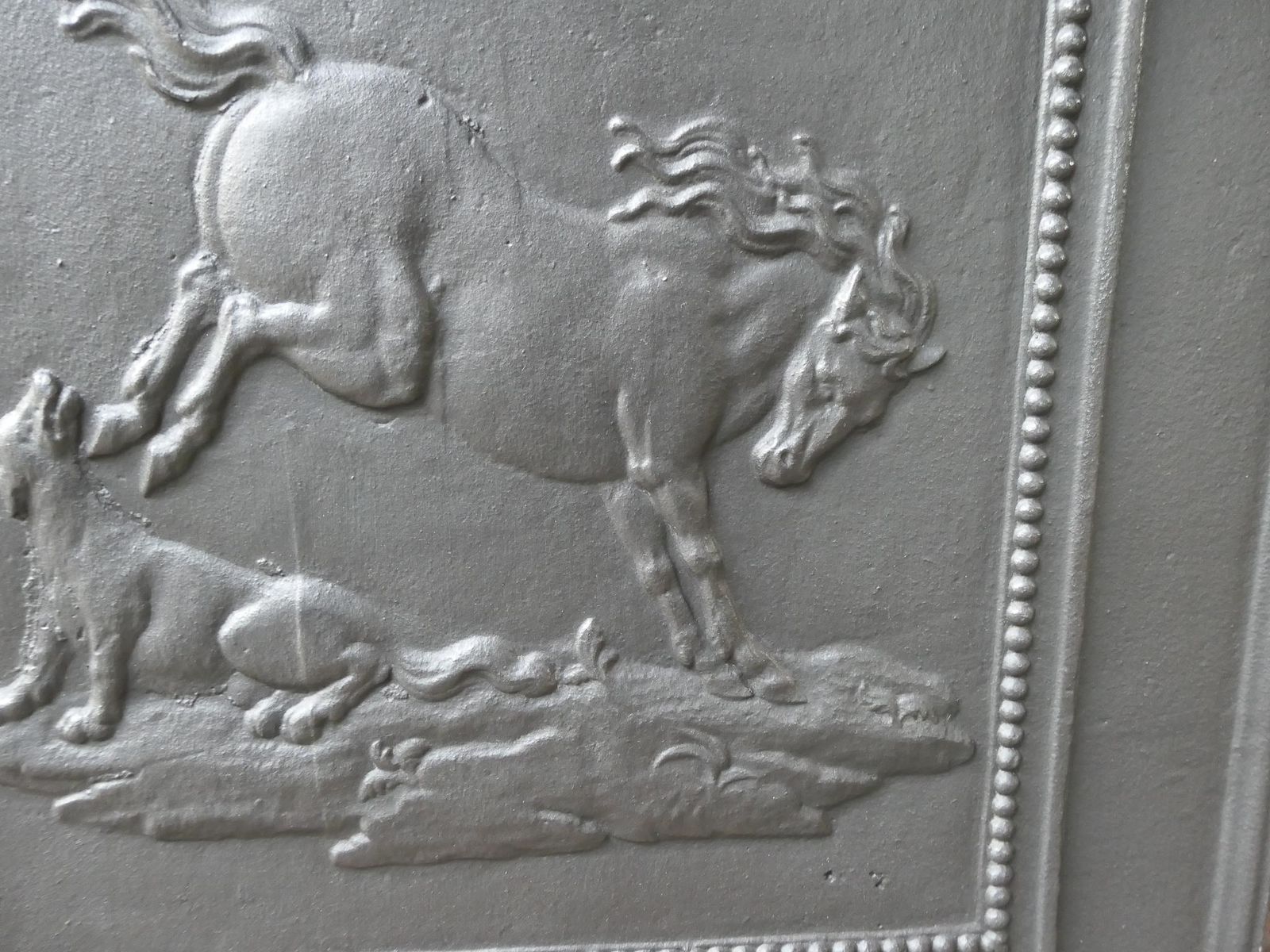 French Napoleon III 'Horse' Fireback / Backsplash, 19th Century photo vintage