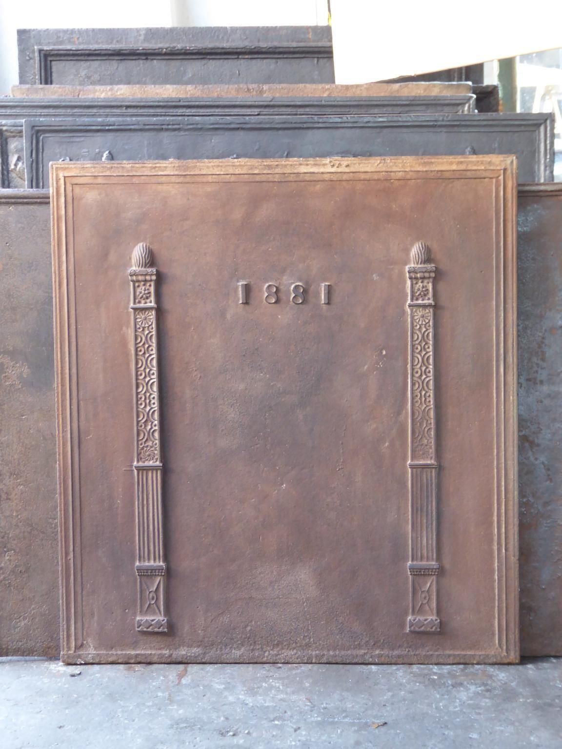 Antique French Neoclassical 'Pillars Of Freedom' Fireback / Backsplash photo furniture