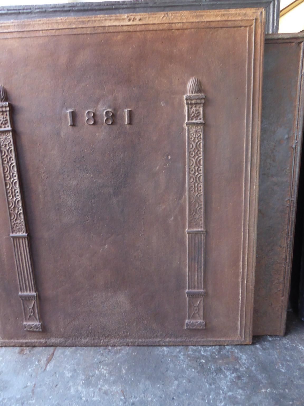 Antique French Neoclassical 'Pillars Of Freedom' Fireback / Backsplash photo Home Fixtures