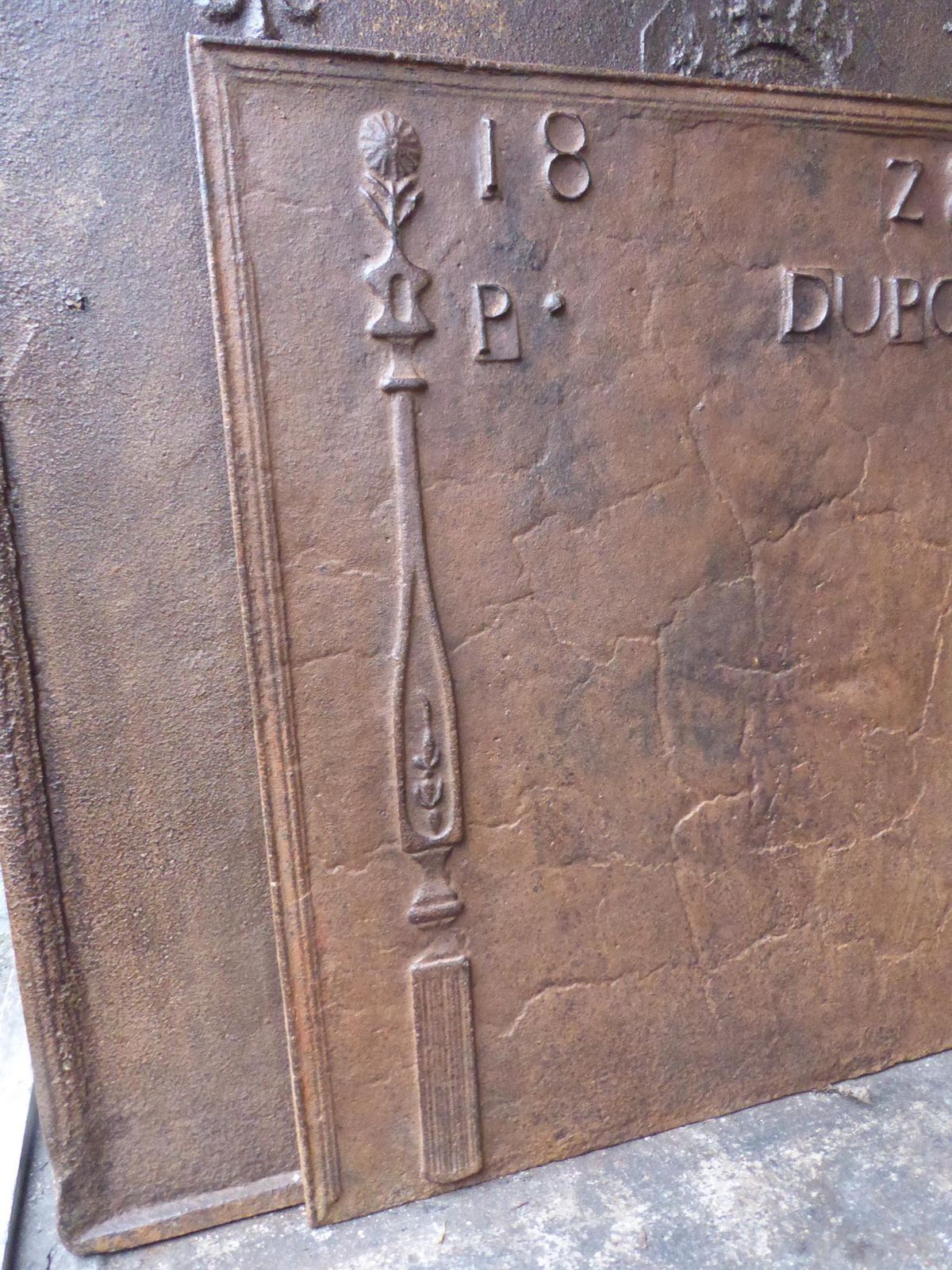 19th C. French Neoclassical Fireback / Backsplash With 'Pillars Of Freedom' photo vinterior
