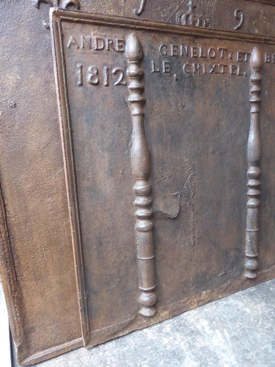 19th Century French Louis XIV Style 'Pillars Of Hercules' Fireback / Backsplash photo buy