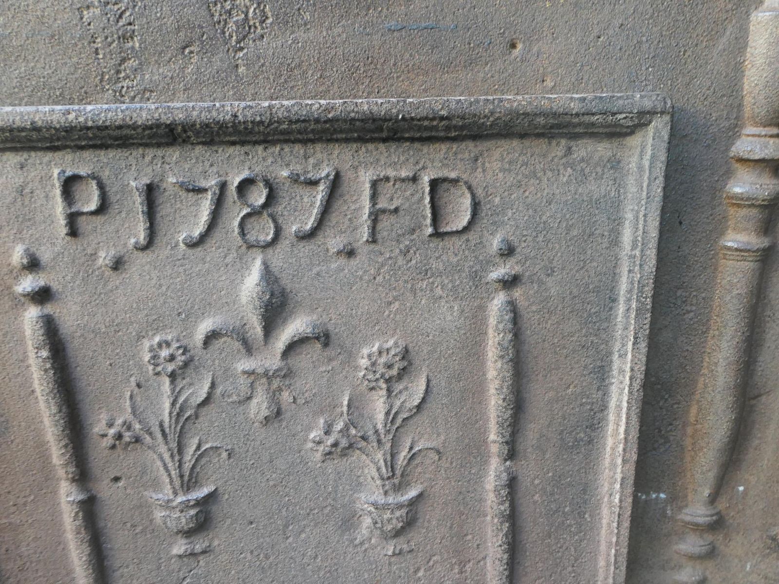 photo for sale Antique French Louis XV Period 'Flower Baskets' Fireback / Backsplash, 18th C.
