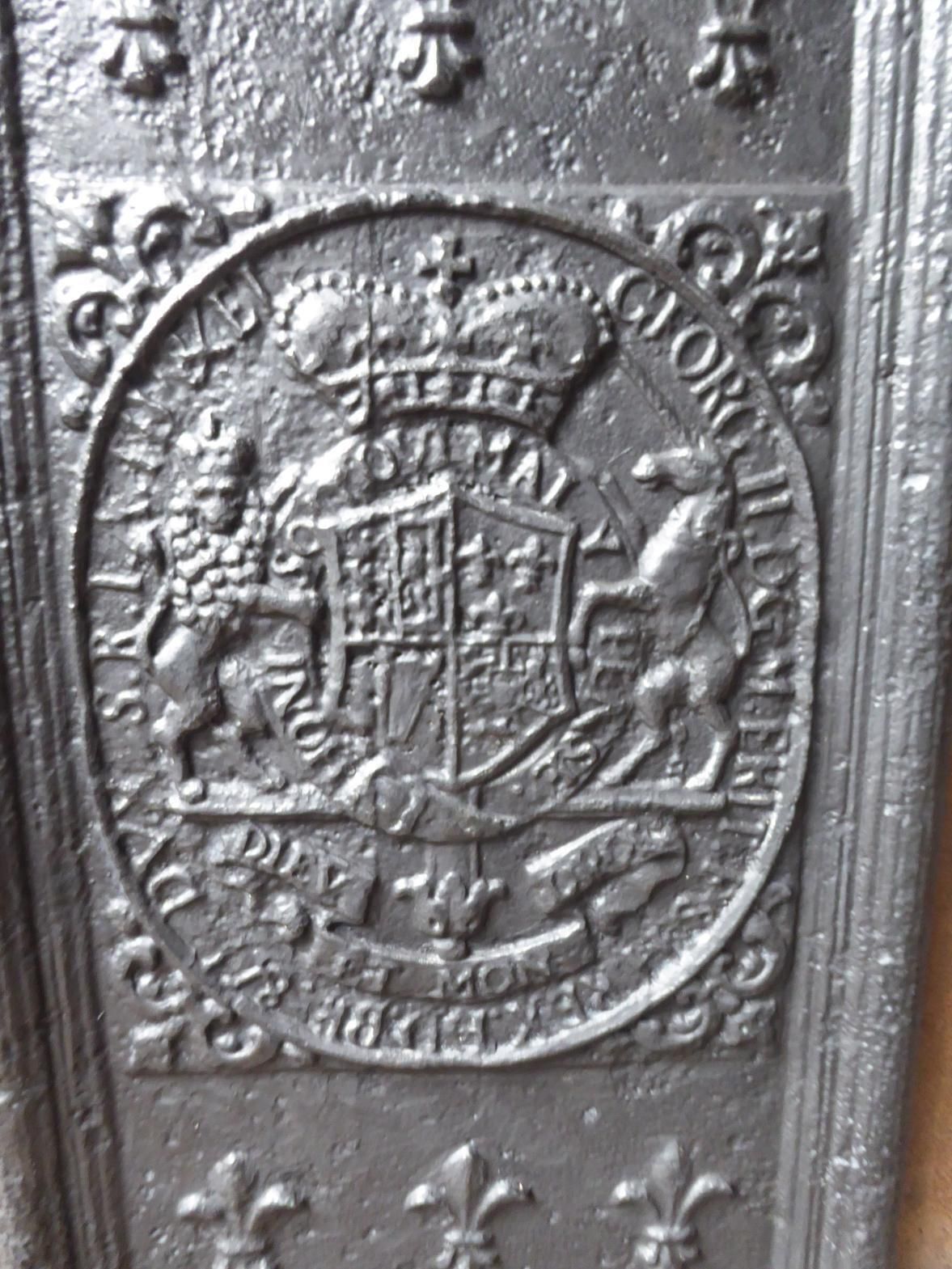 Antique German 'Coat Of Arms' Fireback / Backsplash, 17th 18th Century photo vintage