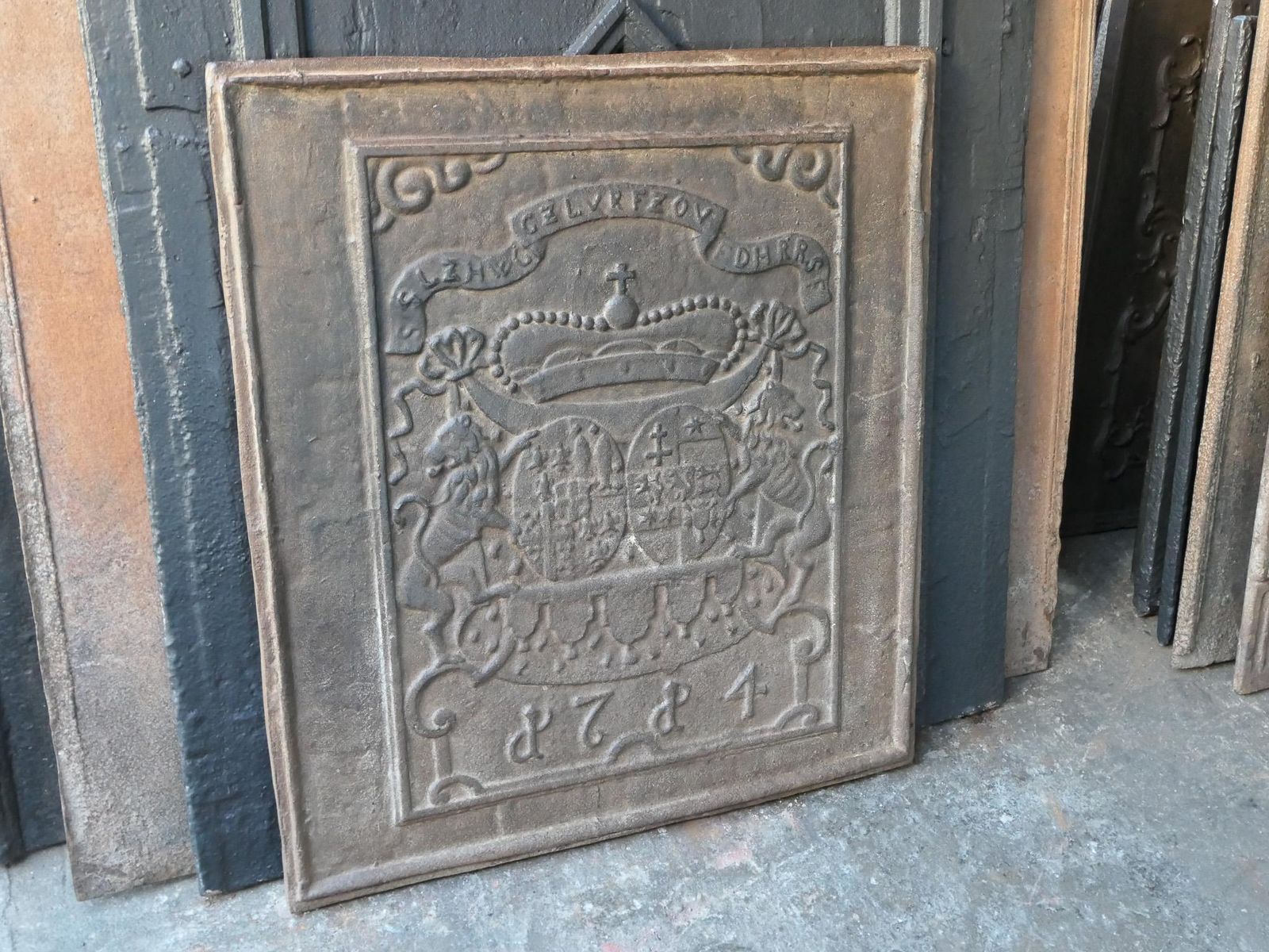 German Louis XIV Style Coat Of Arms Fireback / Backsplash, 20th Century photo buy