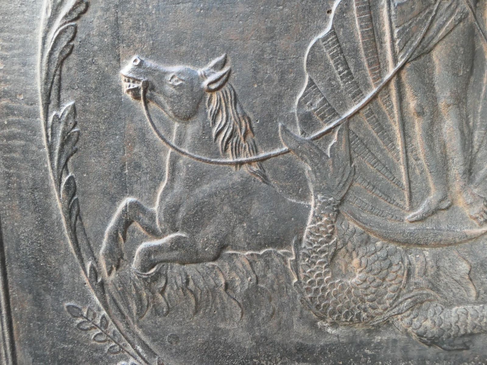 photo furniture Antique French 'Neptune' Fireback / Backsplash, 19th Century