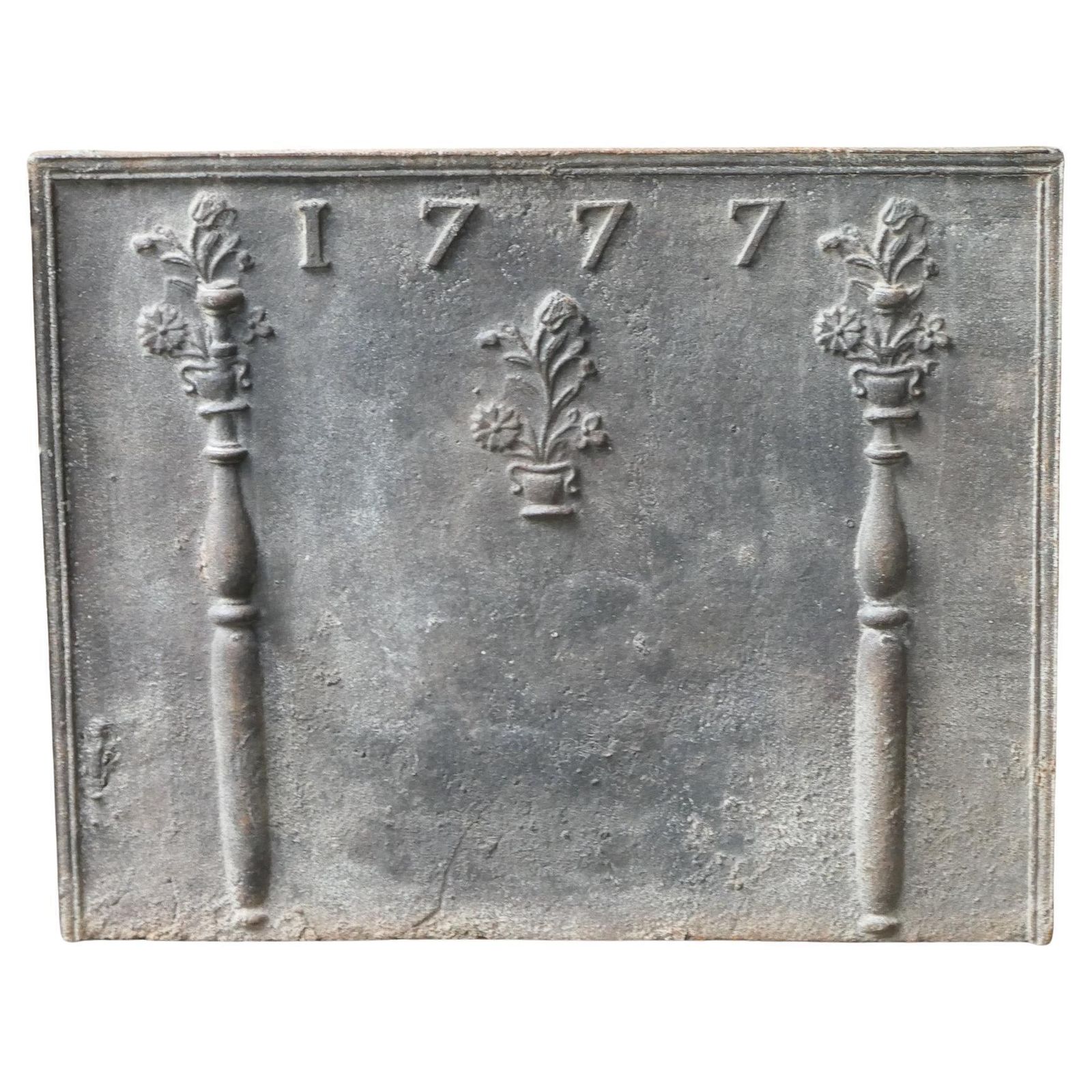 Antique French Louis XV Period 'Flower Baskets' Fireback / Backsplash, 18th C.
