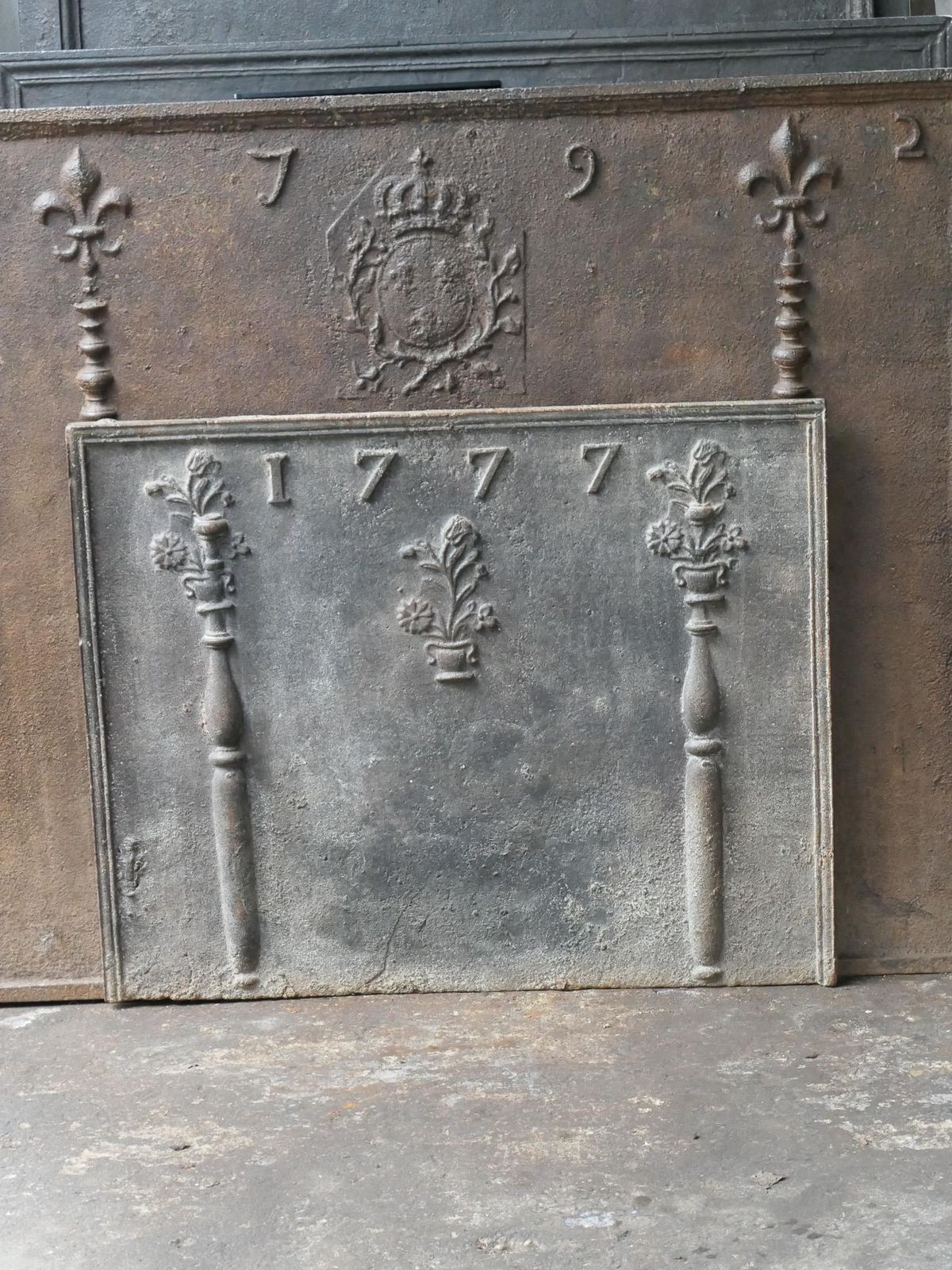 Antique French Louis XV Period 'Flower Baskets' Fireback / Backsplash, 18th C. photo Home Fixtures