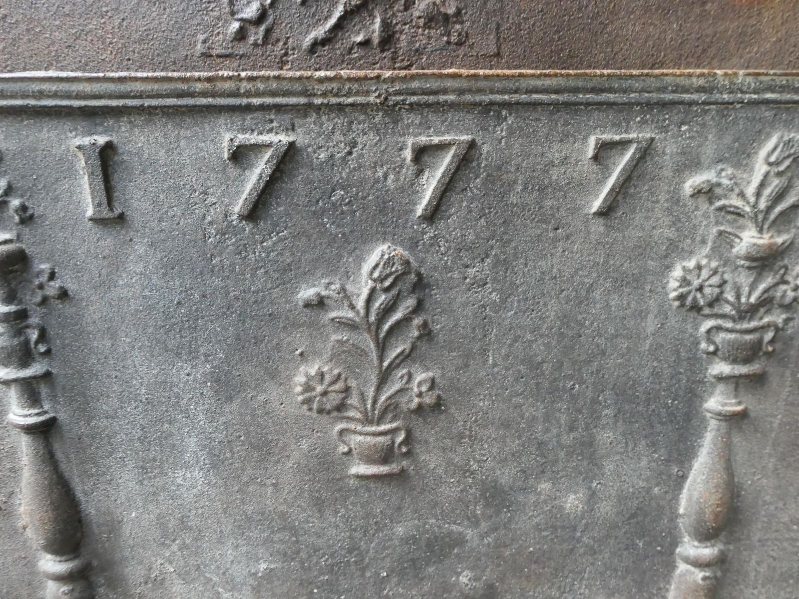 Antique French Louis XV Period 'Flower Baskets' Fireback / Backsplash, 18th C. photo vintage