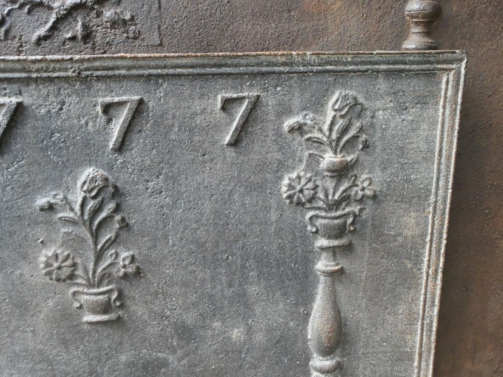 photo furniture Antique French Louis XV Period 'Flower Baskets' Fireback / Backsplash, 18th C.