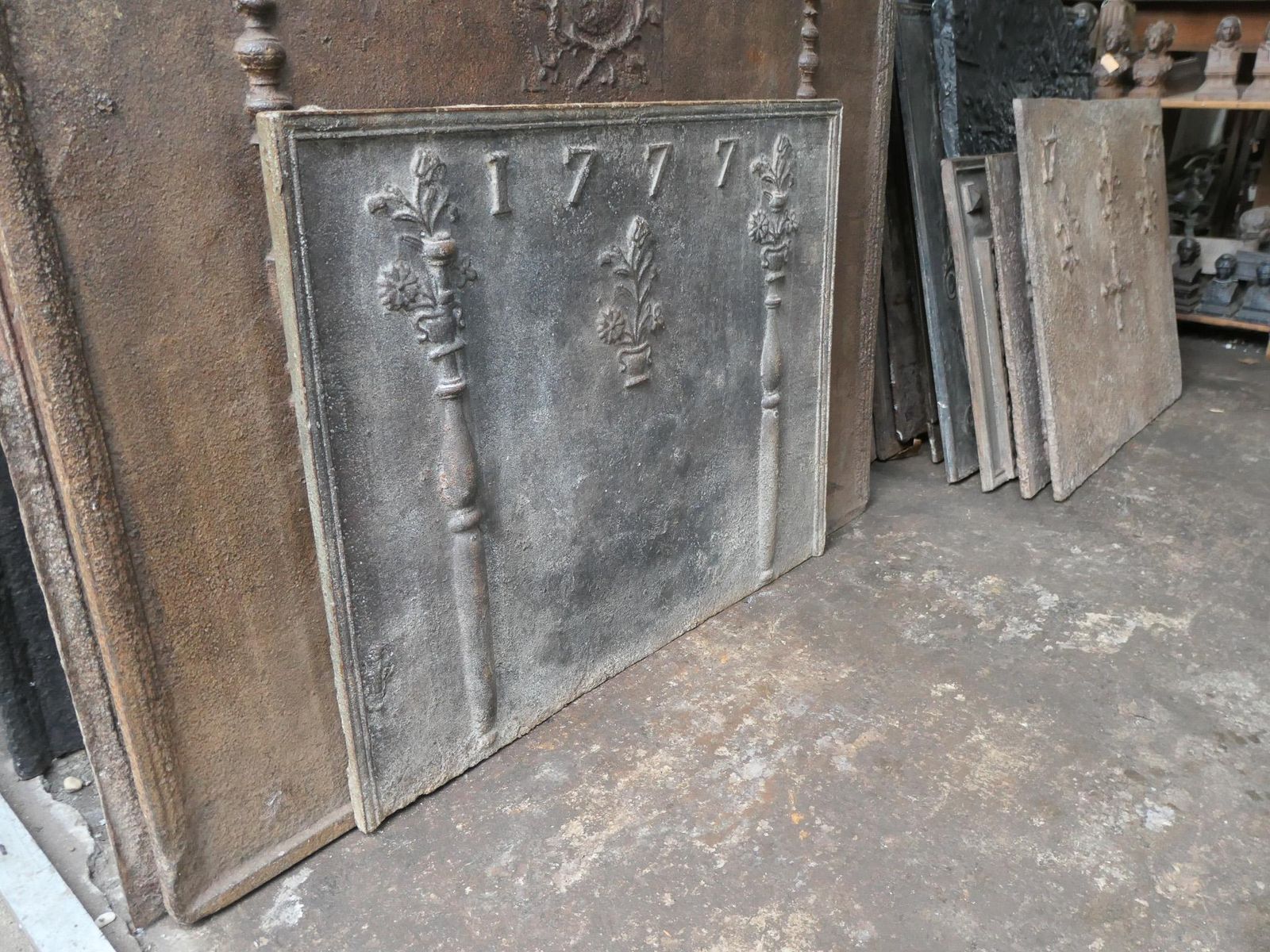 1088.0 Antique French Louis XV Period 'Flower Baskets' Fireback / Backsplash, 18th C. photo