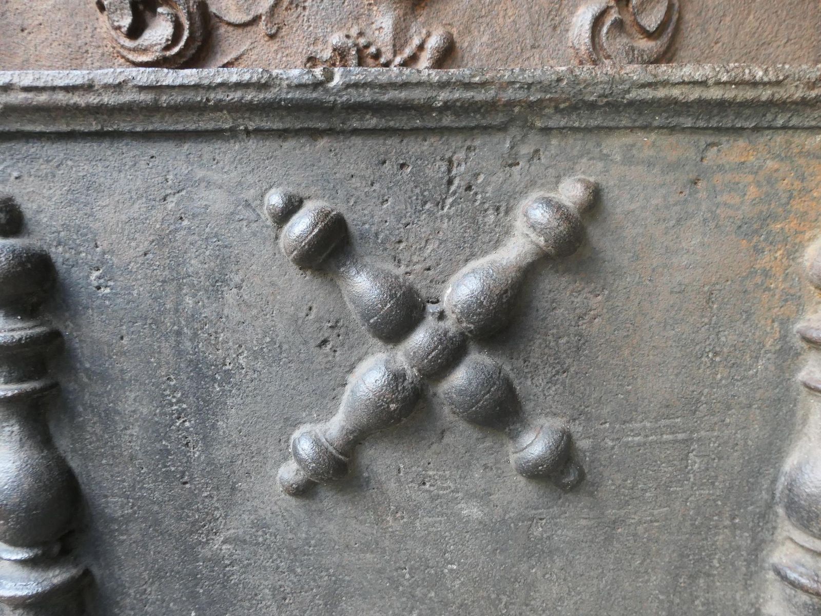 17th 18th Century French Louis XIV 'Saint Andrew's Cross' Fireback / Backsplash photo vinterior