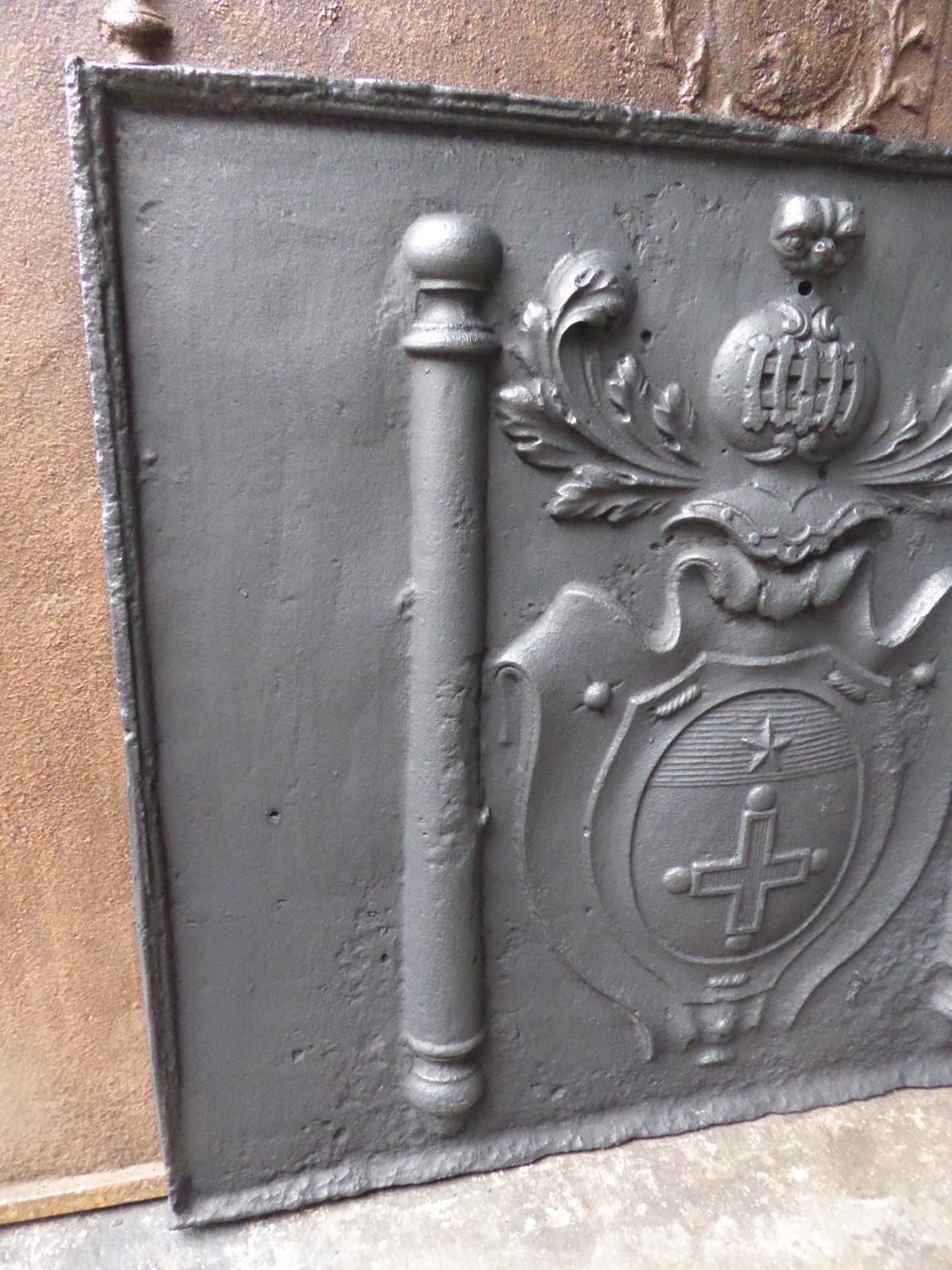 French Louis XIV 'Coat Of Arms' Fireback / Backsplash, 17th 18th Century photo vintage