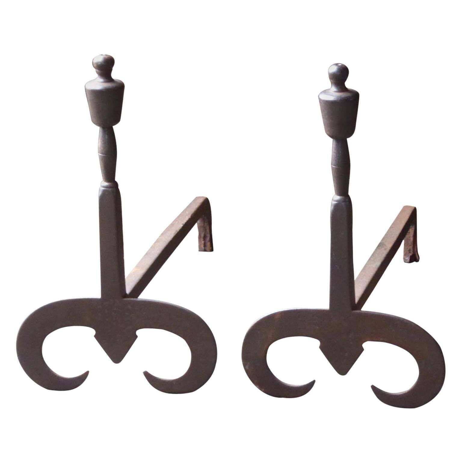 English Modernist Firedogs Or Andirons