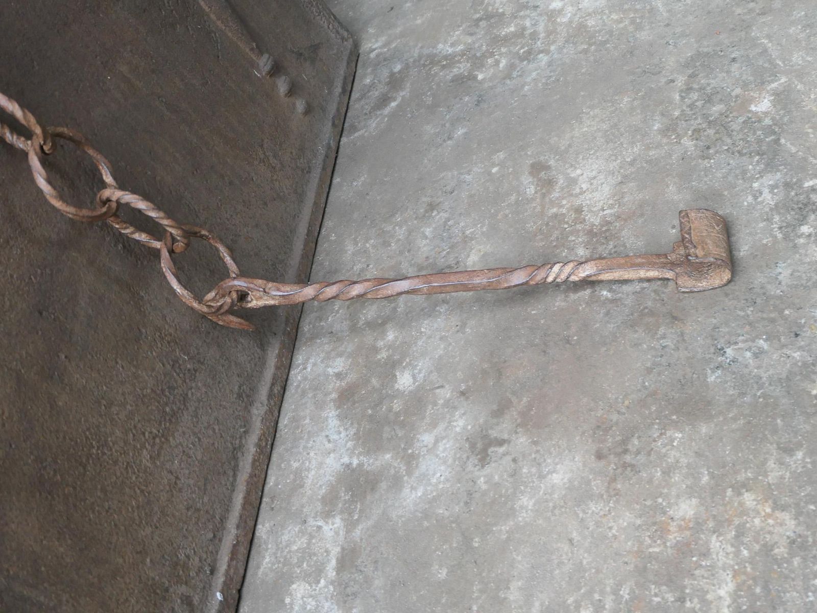 Large 17th Century French Fireplace Pot Hook photo vintage