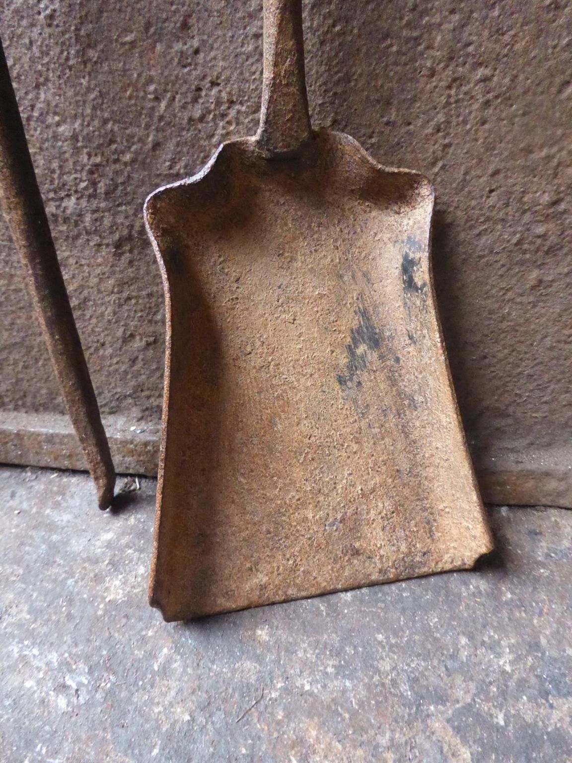 Antique French Wrought Iron Fireplace Tools Or Fire Tools, 18th Century photo buy