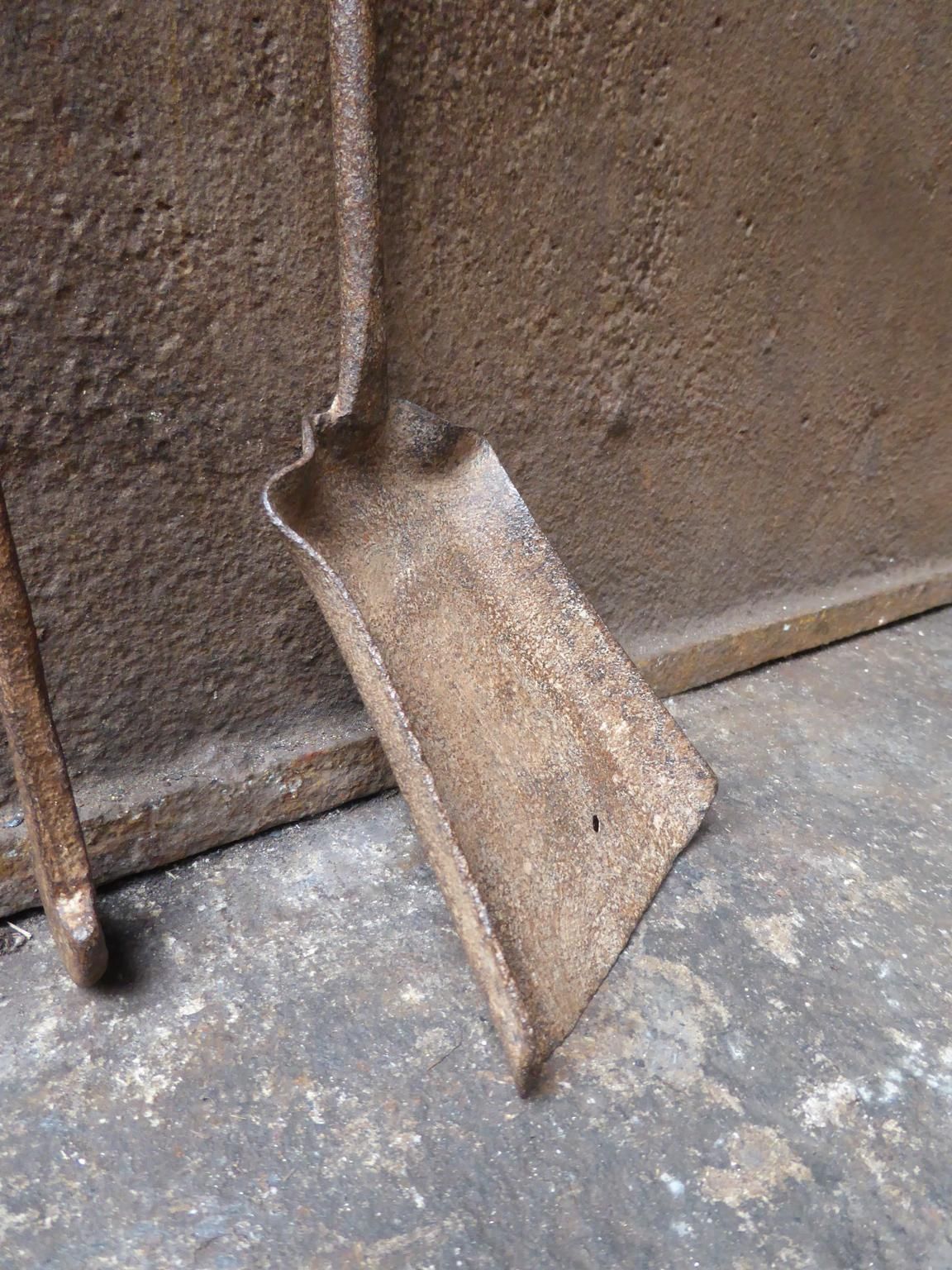 Antique French Wrought Iron Fireplace Tools Or Fire Tools, 17th 18th Century photo 320.0