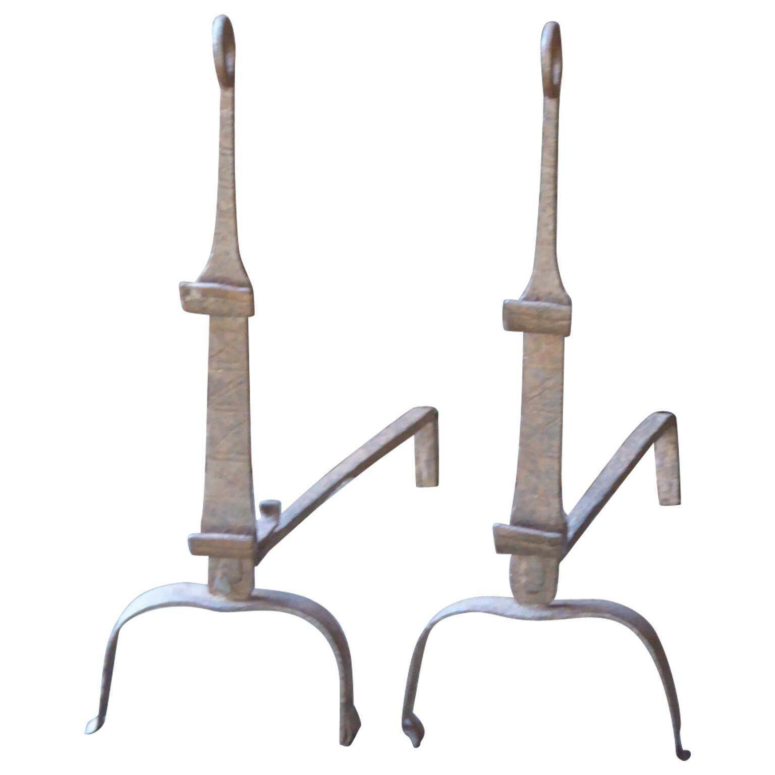 Antique French Andirons Or Firedogs, 18th Century