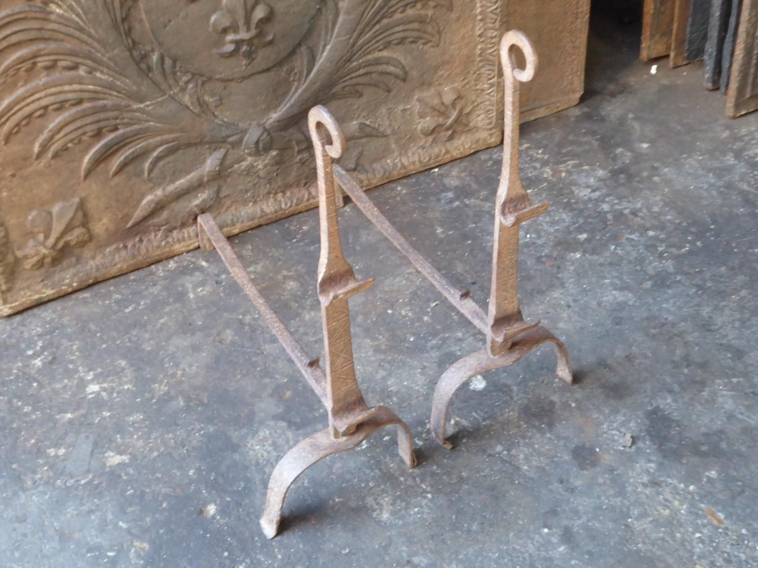 Antique French Andirons Or Firedogs, 18th Century photo for sale