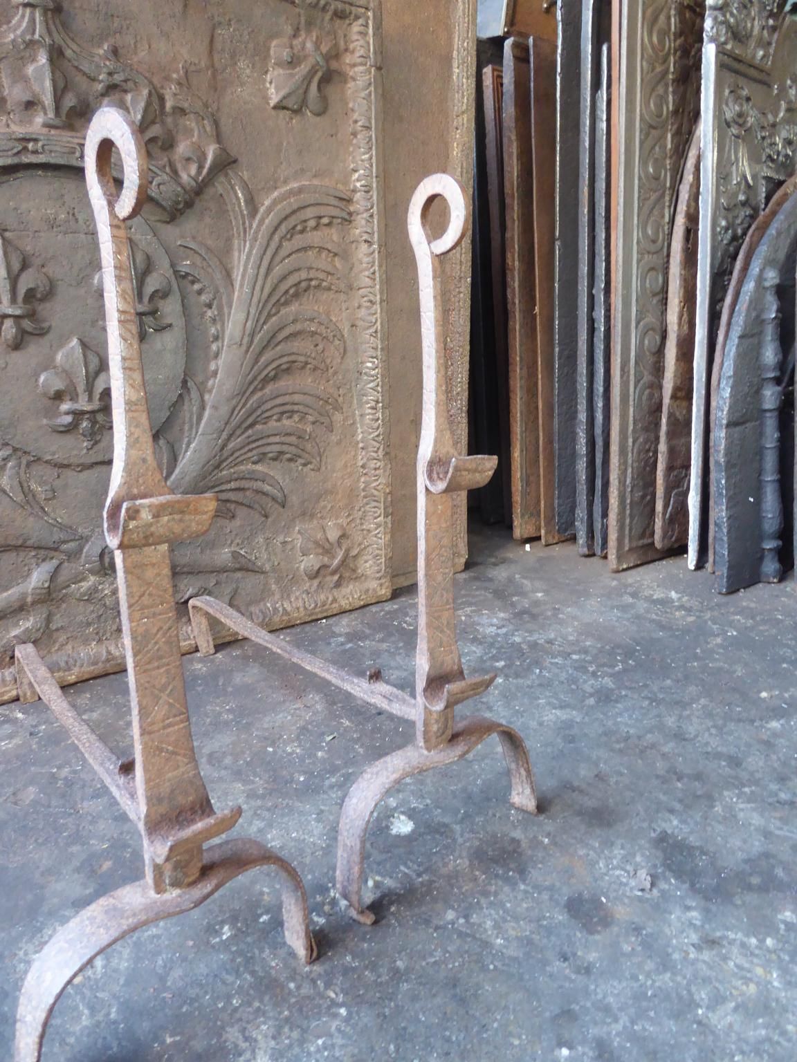 Antique French Andirons Or Firedogs, 18th Century photo vinterior