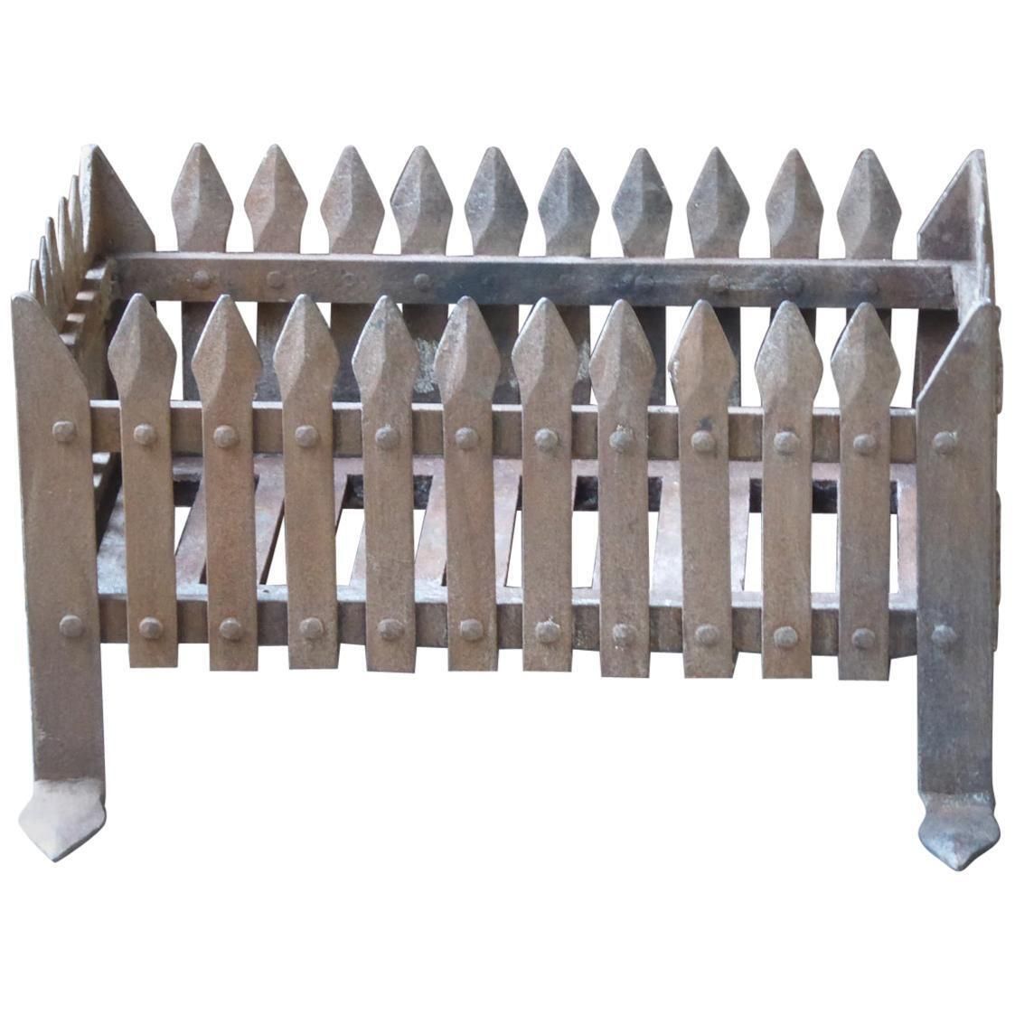 English Neo Gothic Style Fireplace Grate, Fire Grate