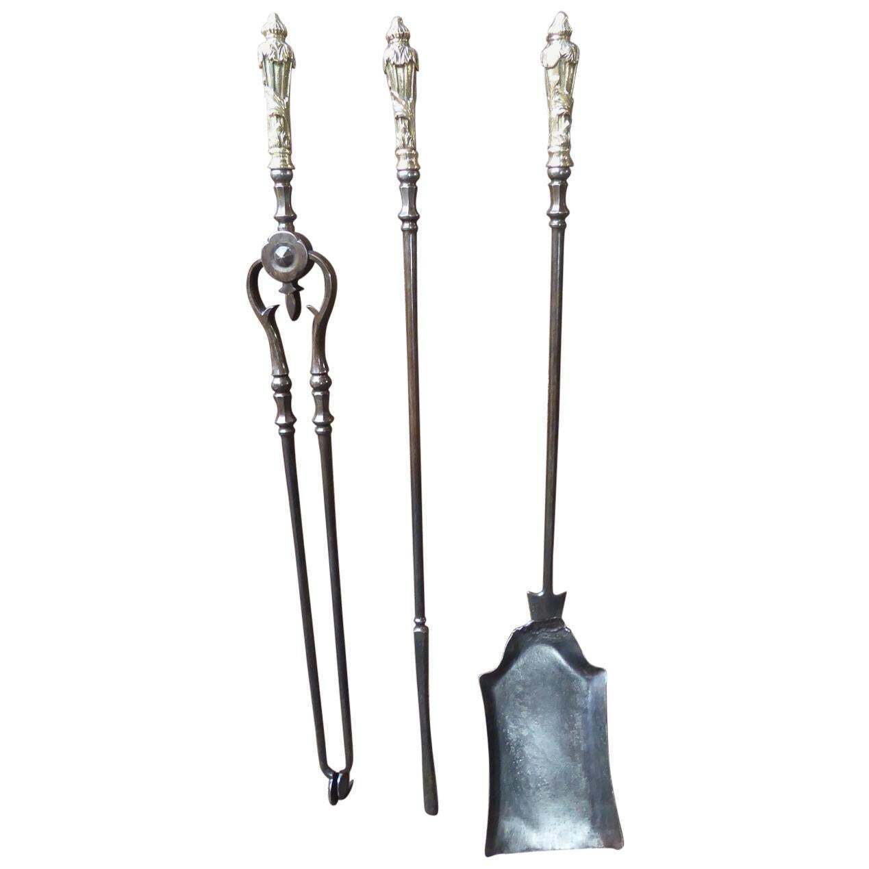19th Century English Victorian Fireplace Tool Set Or Companion Set