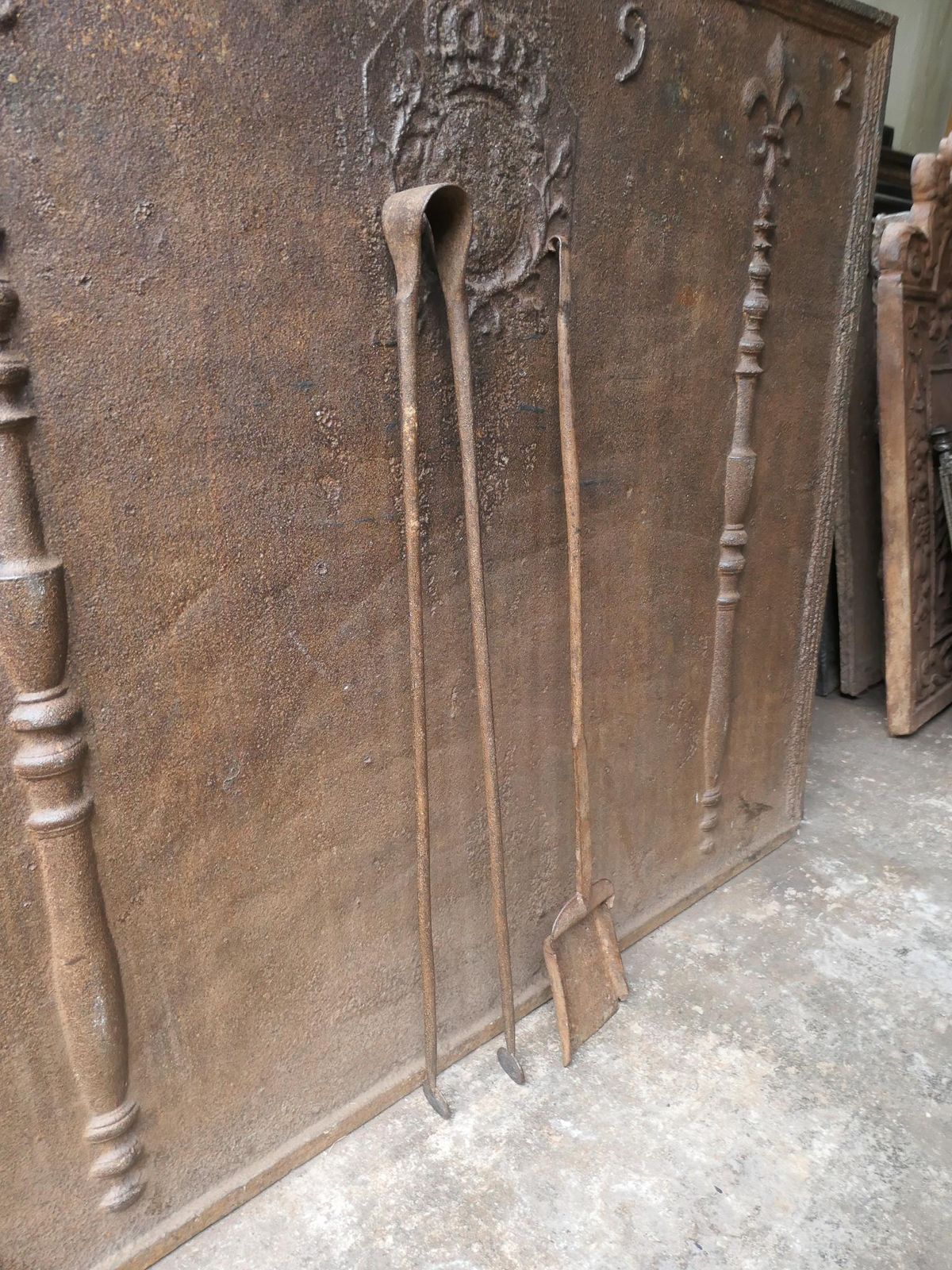 18th C. French Wrought Iron Louis XV Fireplace Tool Set photo furniture