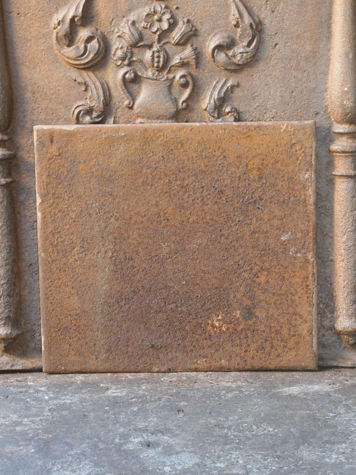 photo furniture French 'Pillars Of Freedom' Fireback / Backsplash, 18th   19th C.