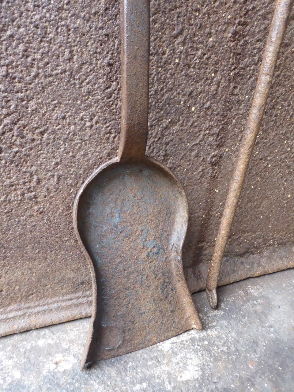 Antique French Wrought Iron Fireplace Tools Or Fire Tools, 18th Century photo buy