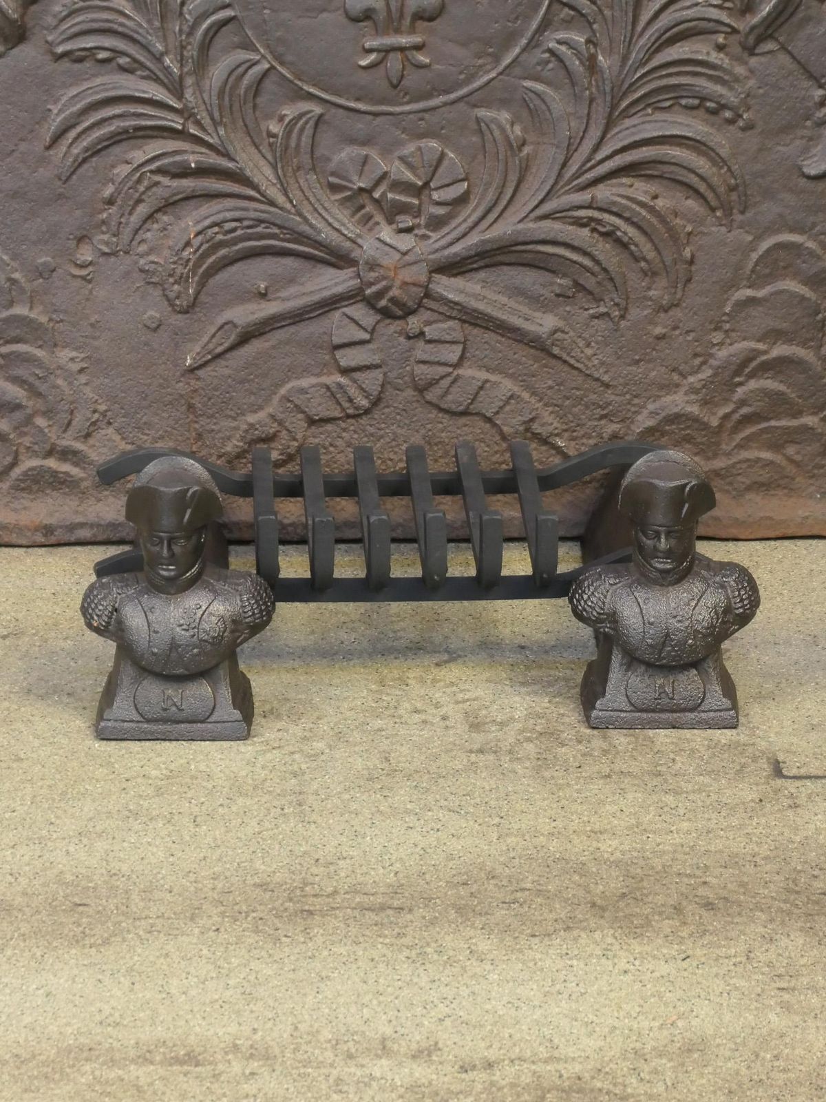 Antique French Napoleon III Fire Grate, Fireplace Grate, 19th Century photo for sale