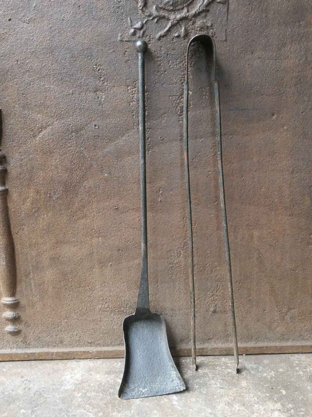 Rustic French Wrought Iron Fireplace Tools Or Fire Tools, 18th Century photo for sale