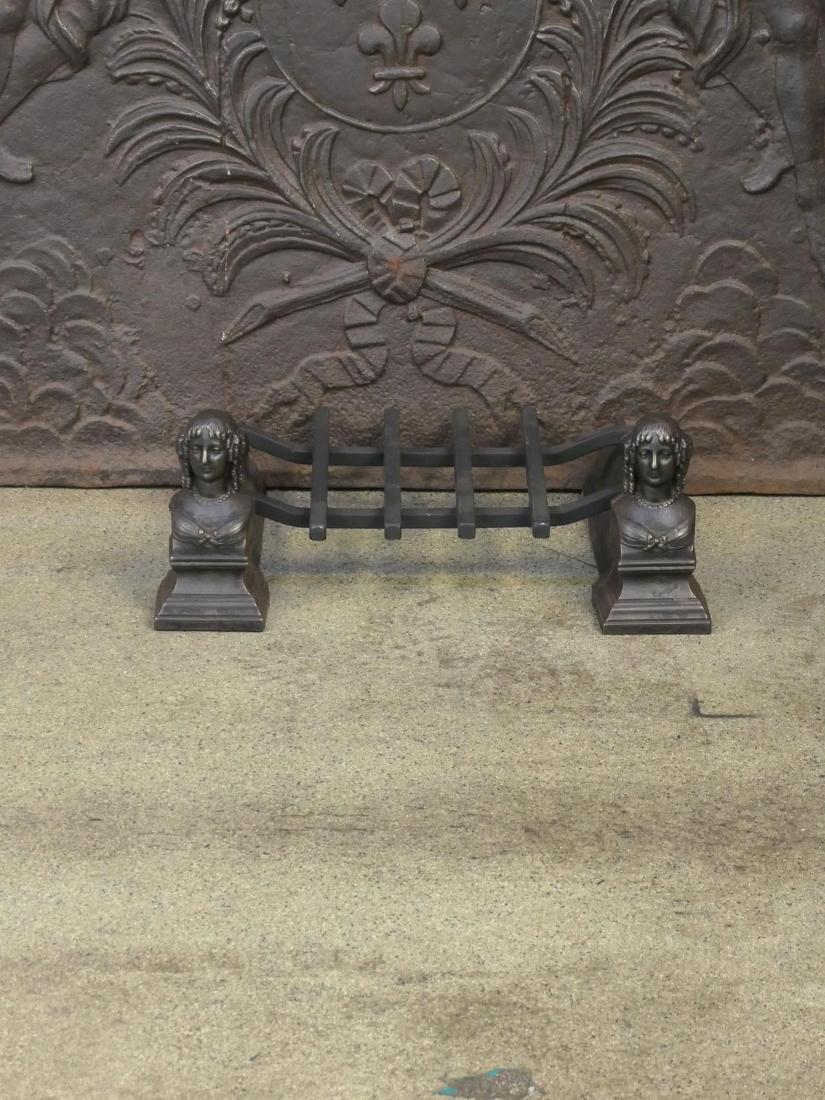 Antique French Napoleon III Fire Grate, Fireplace Grate, 19th Century photo furniture