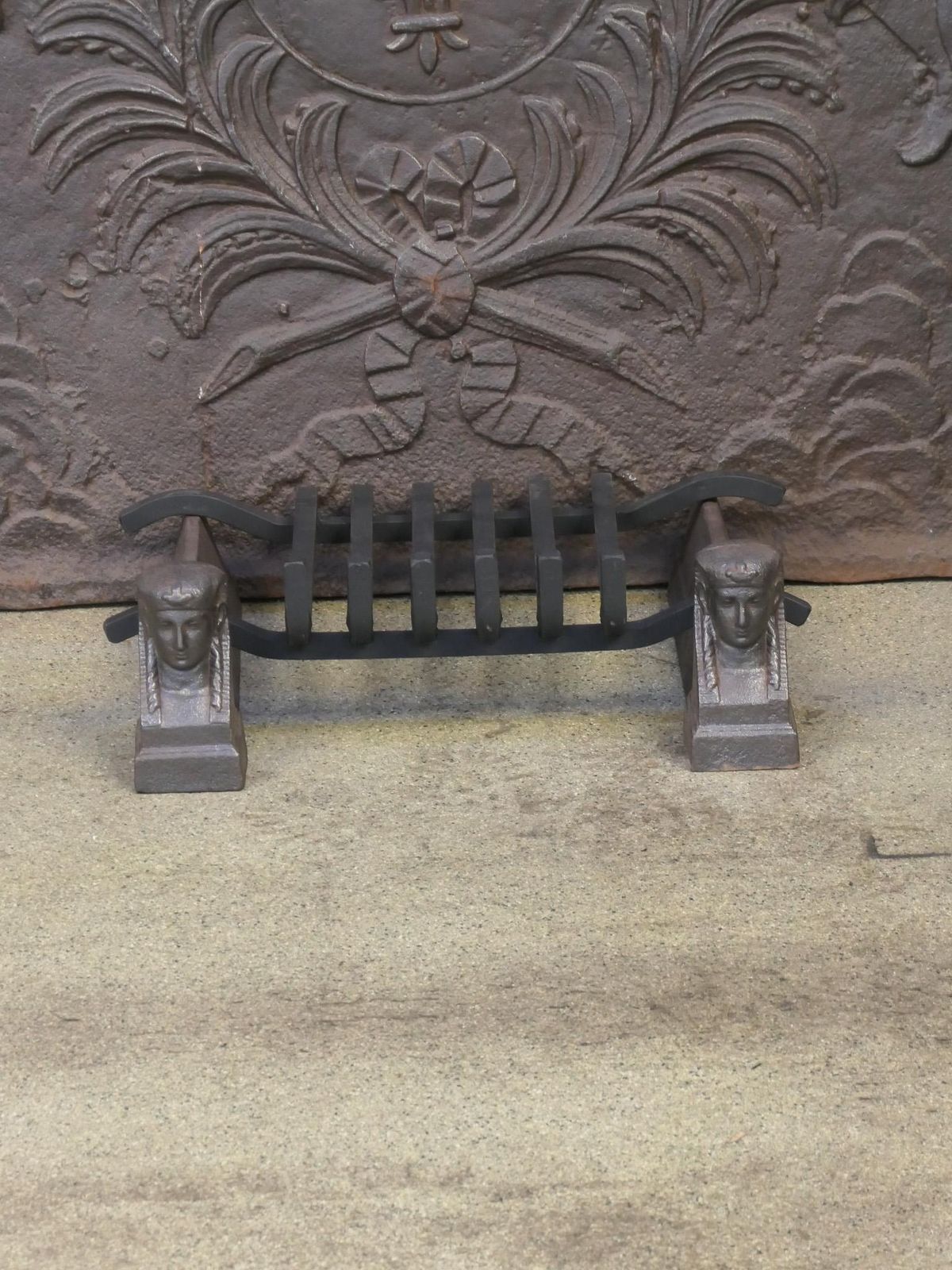 Antique French Napoleon III Fire Grate, Fireplace Grate, 19th Century photo Home Fixtures