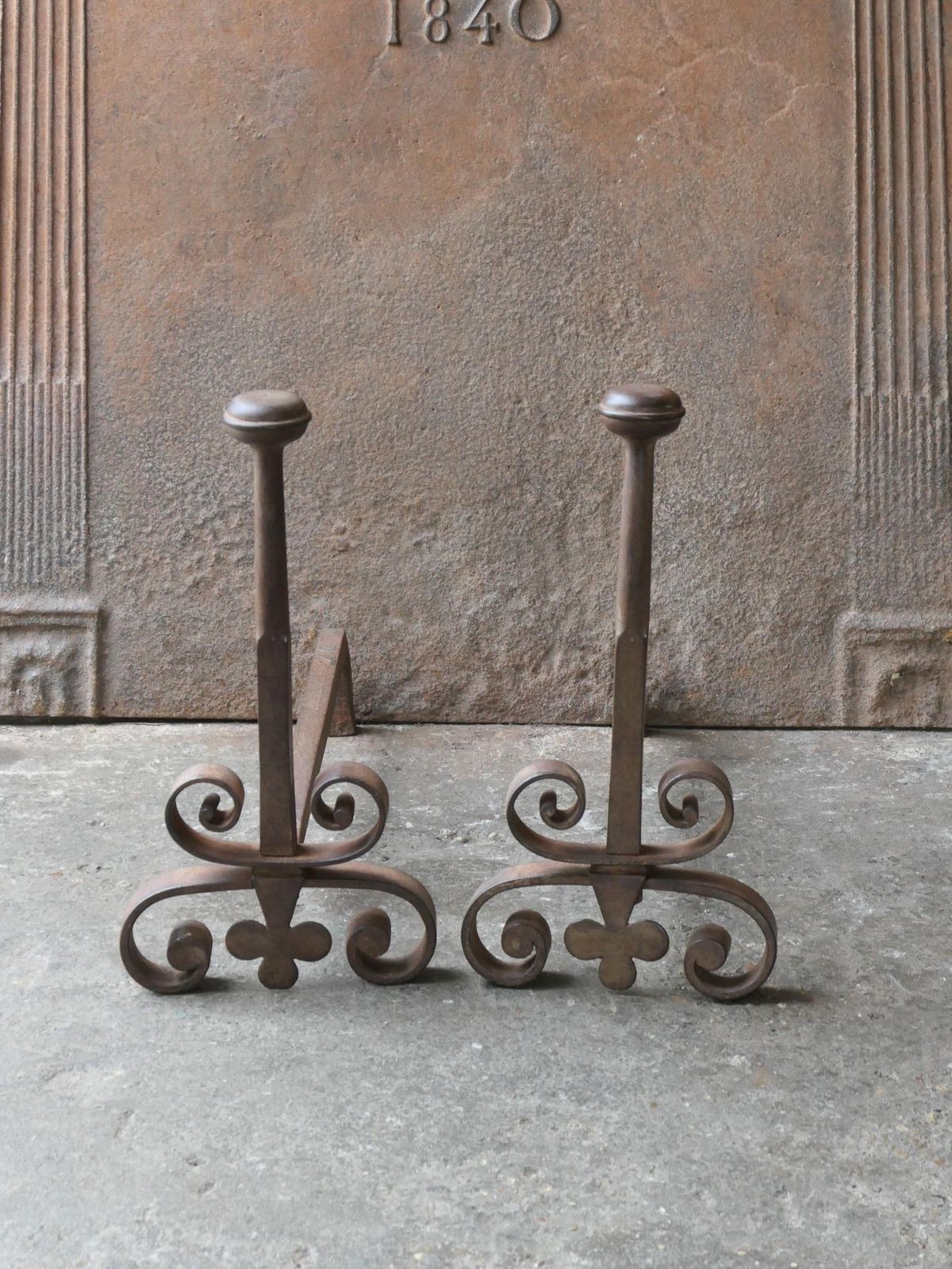 Antique French Louis XV Fire Andirons, 18th Century photo furniture