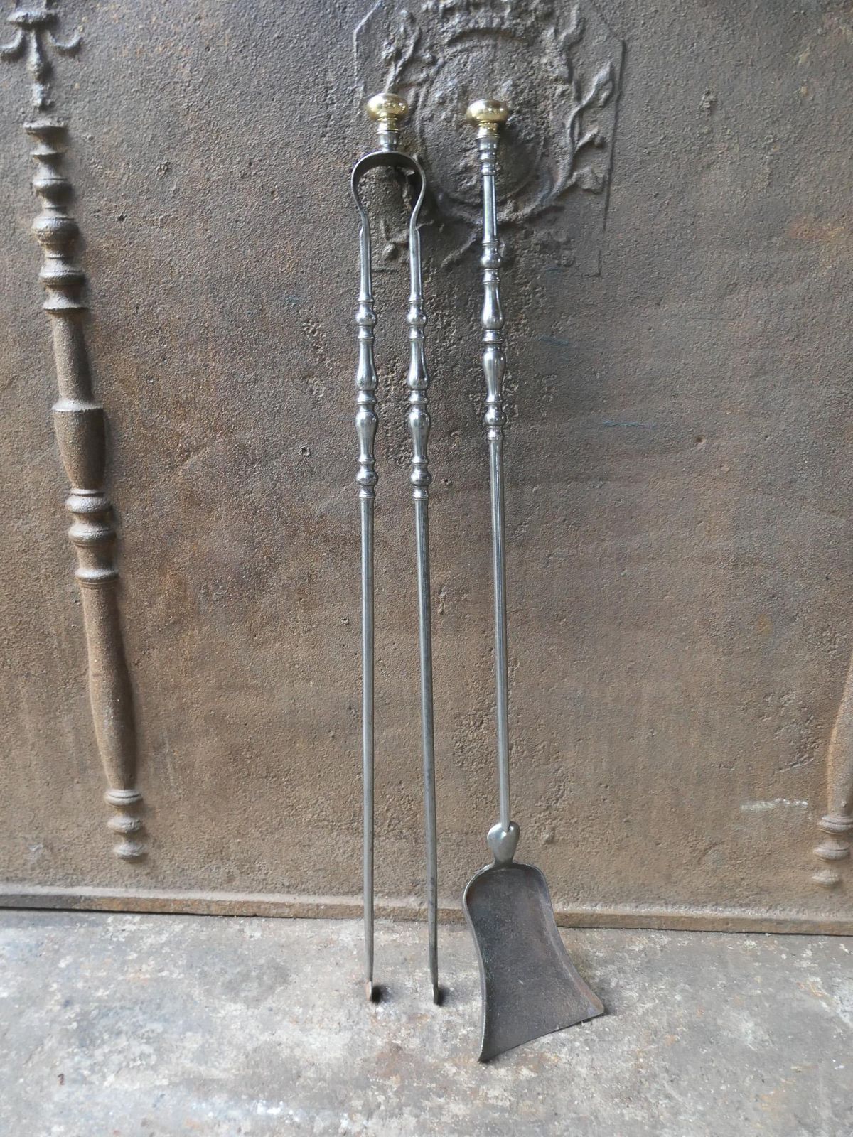 Large 19th Century French Napoleon III Fireplace Toolset photo for sale