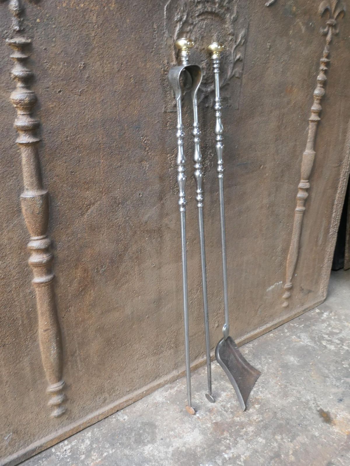 photo furniture Large 19th Century French Napoleon III Fireplace Toolset