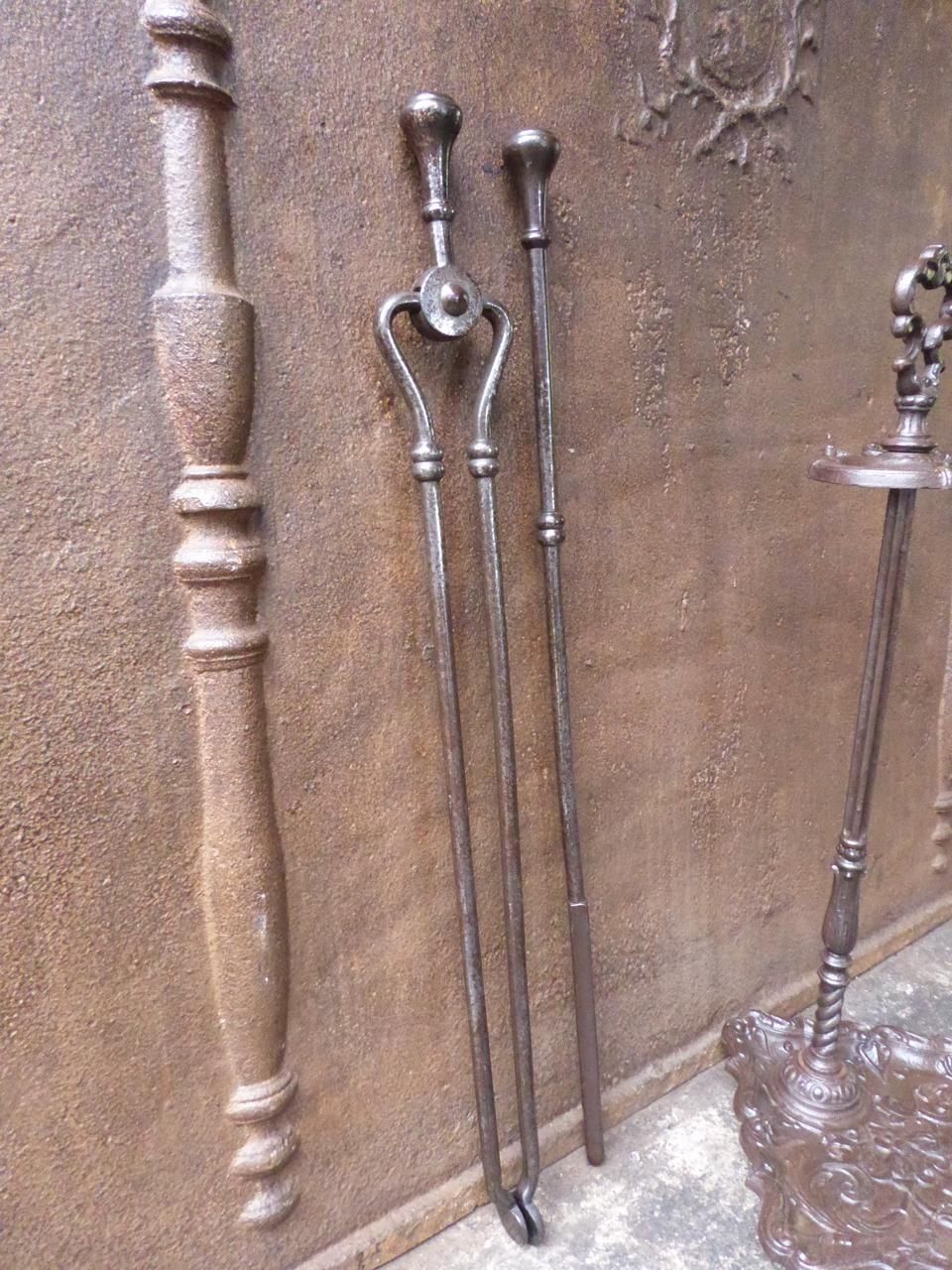 19th Century English Victorian Fireplace Tools Or Fireplace Toolset photo vintage
